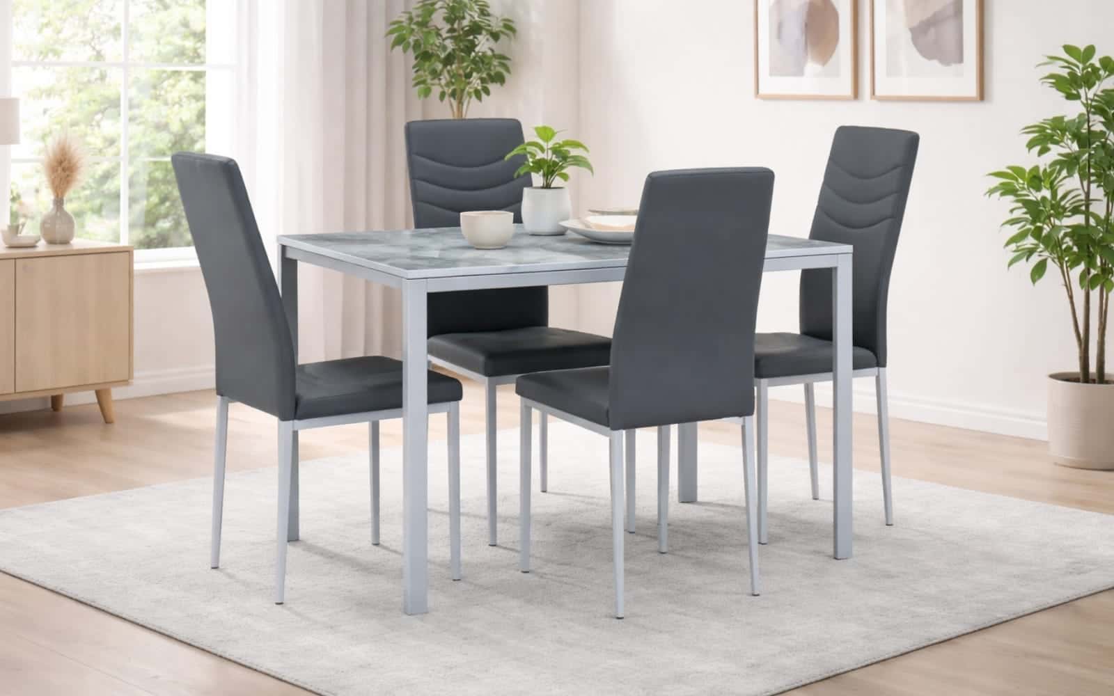 Royaloak Gleam Sintered Top Dining Table Four Seater Set