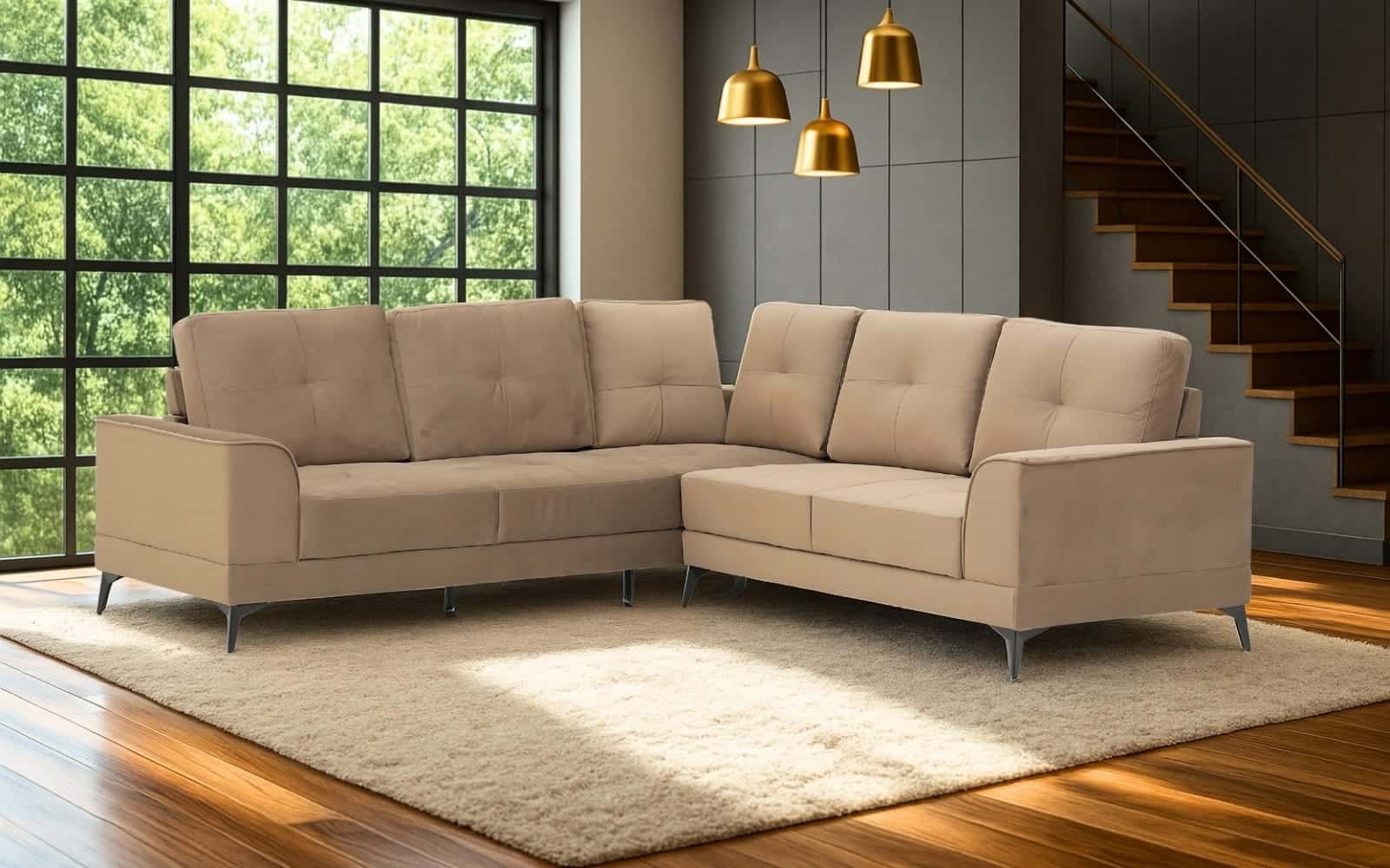 Royaloak Ipoh Malaysian Fabric Four Seater Corner Sofa