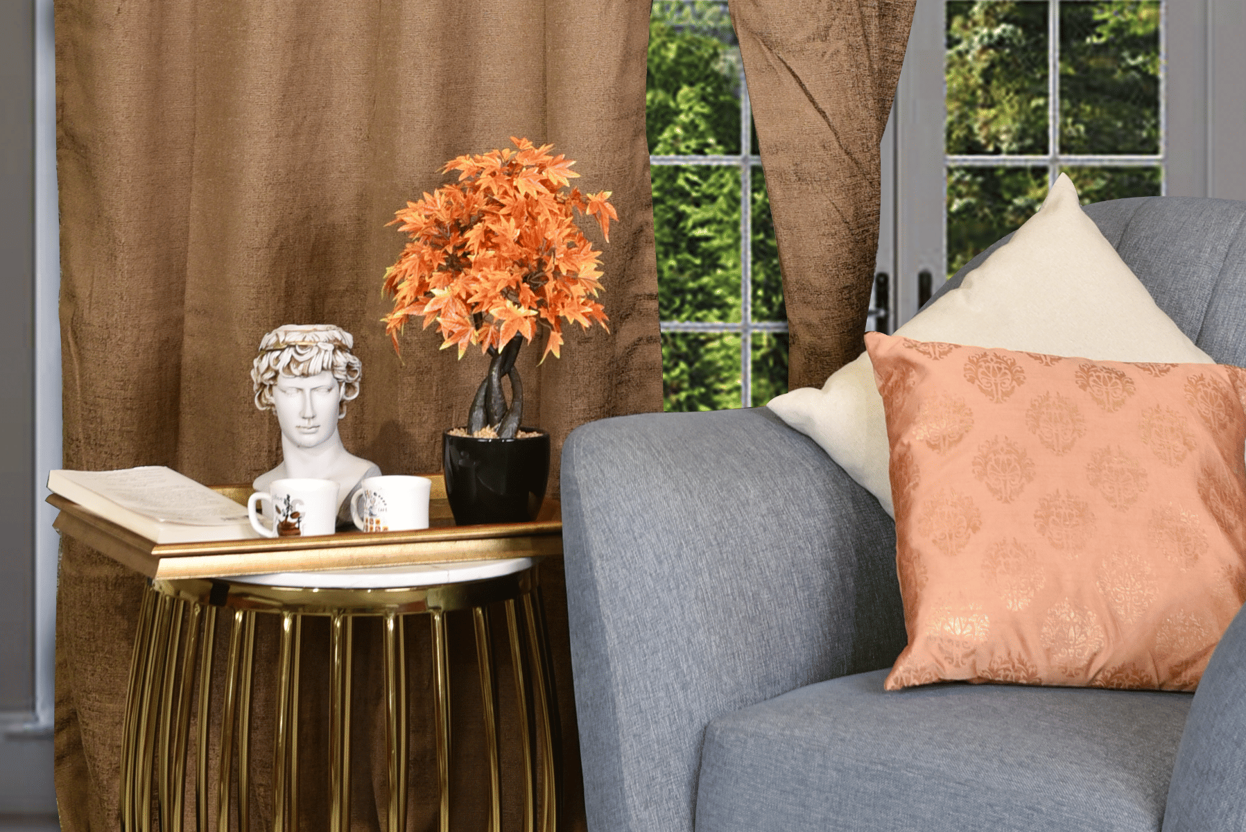 Buy Royaloak Tif Jacqaurd Door Curtain - Brown online