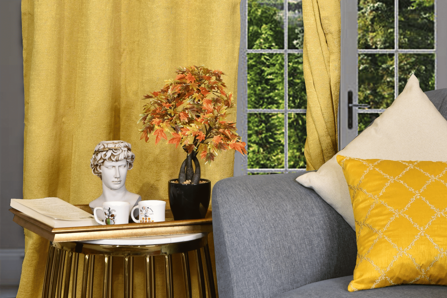 Buy Royaloak Tif Jacqaurd Yellow Window Curtain online