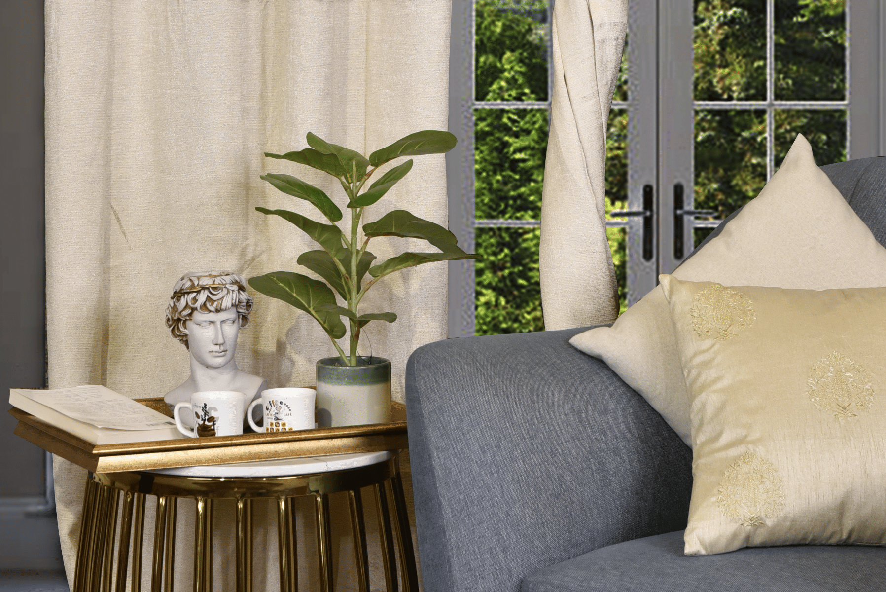 Buy Royaloak Tif Jacqaurd Cream Window Curtain online