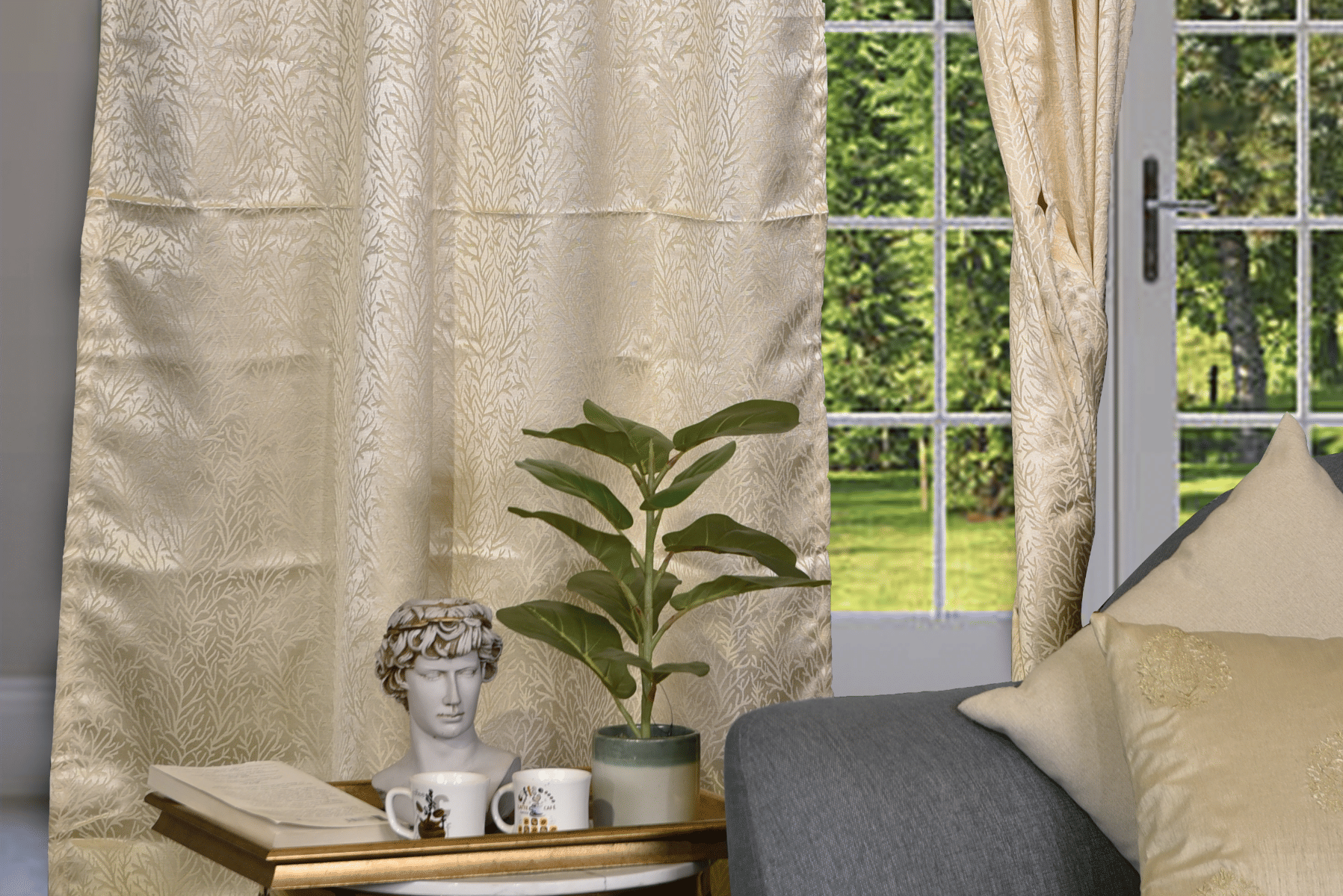 Buy Royaloak Tes Jacqaurd Cream Window Curtain online