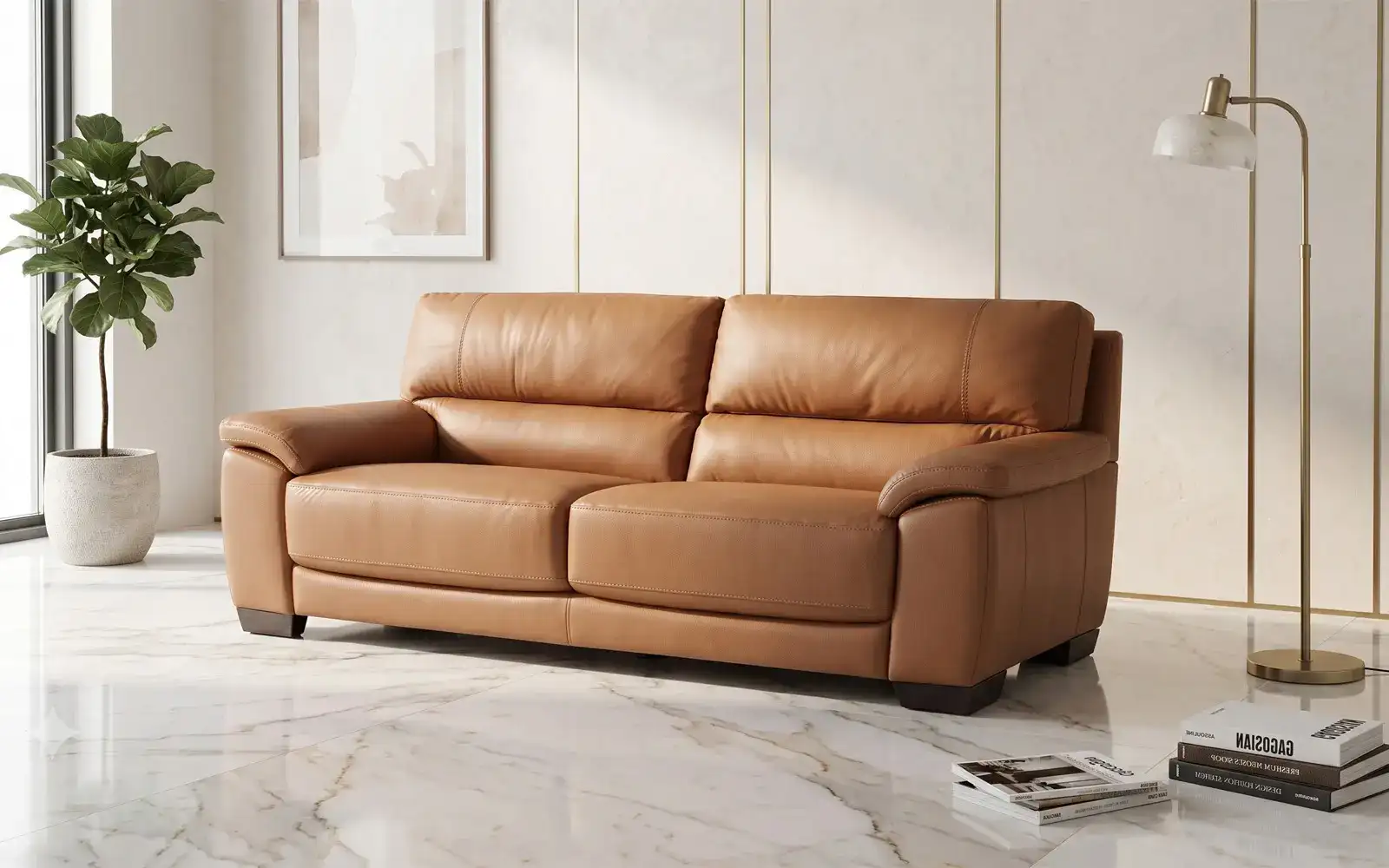 Royaloak Dallas American Half Leather Sofa 3 Seater