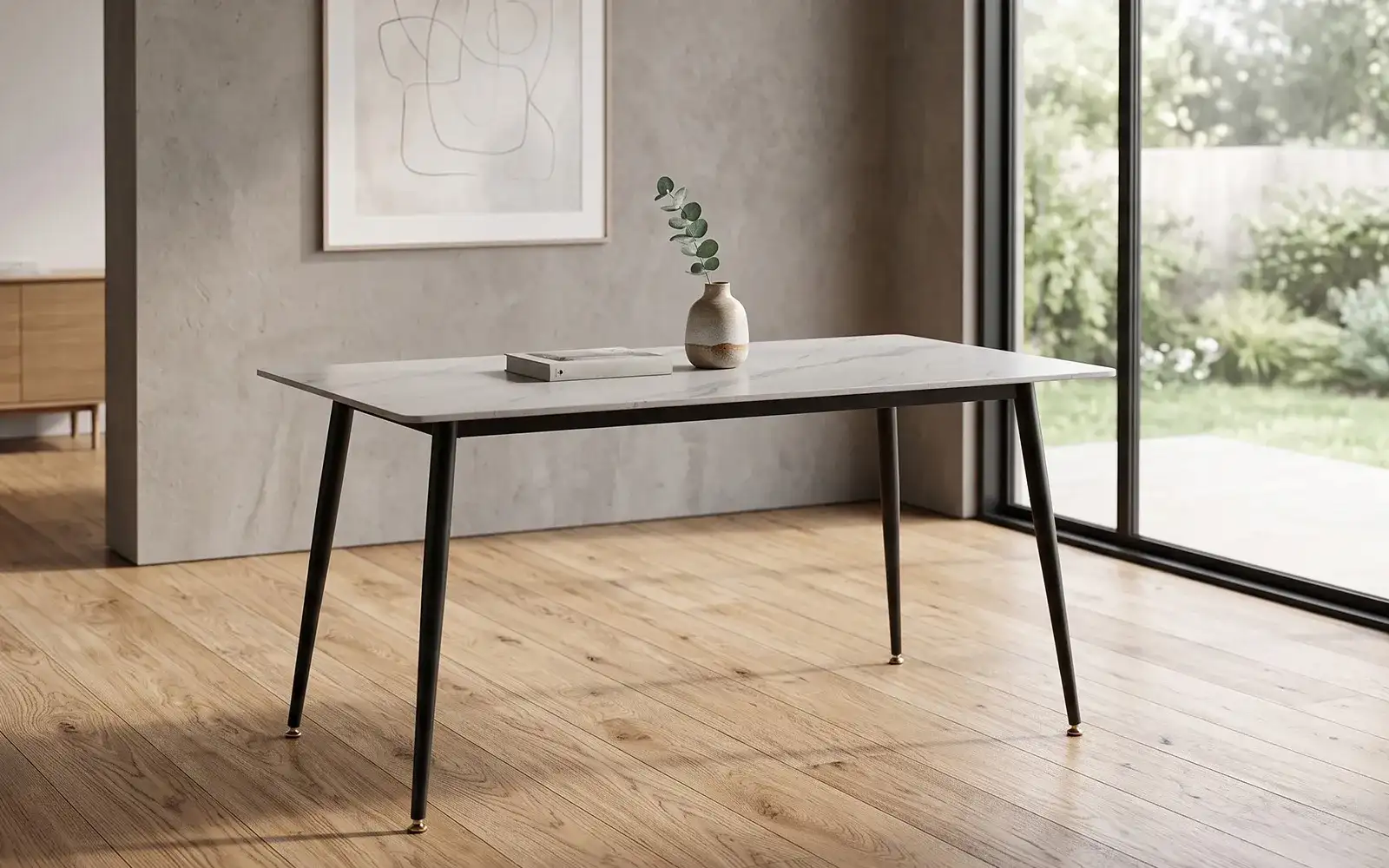 Royaloak Sepang Sintered Top 6 Seater Dining Table with Metal Legs