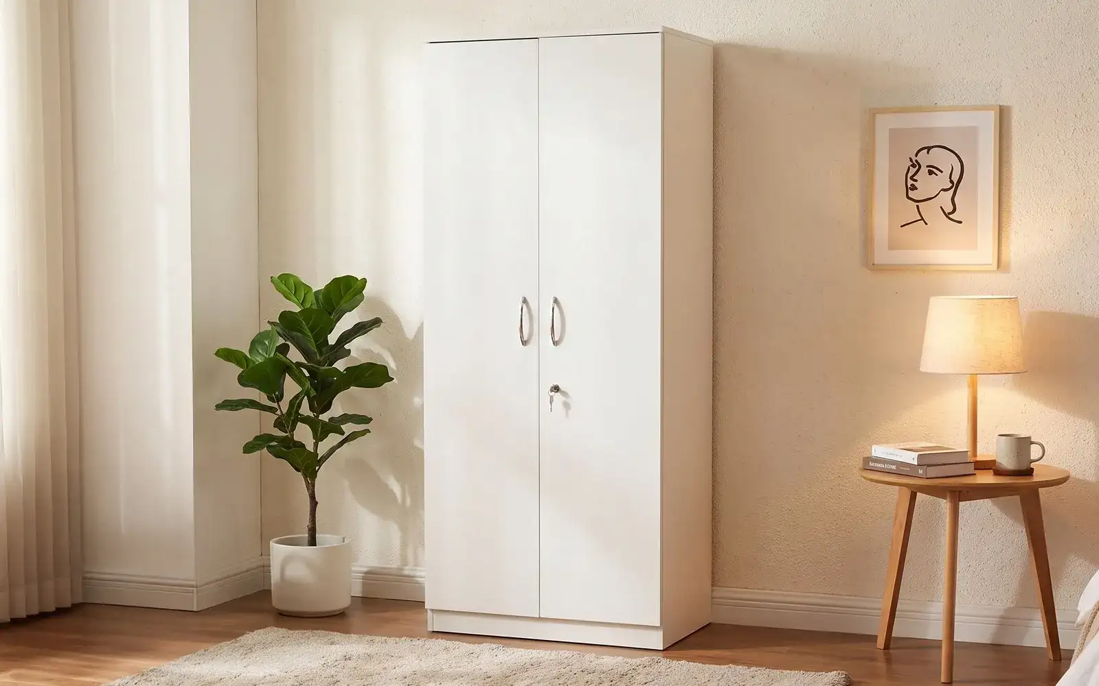 Royaloak Snow Wardrobe With Shelves -2 Door