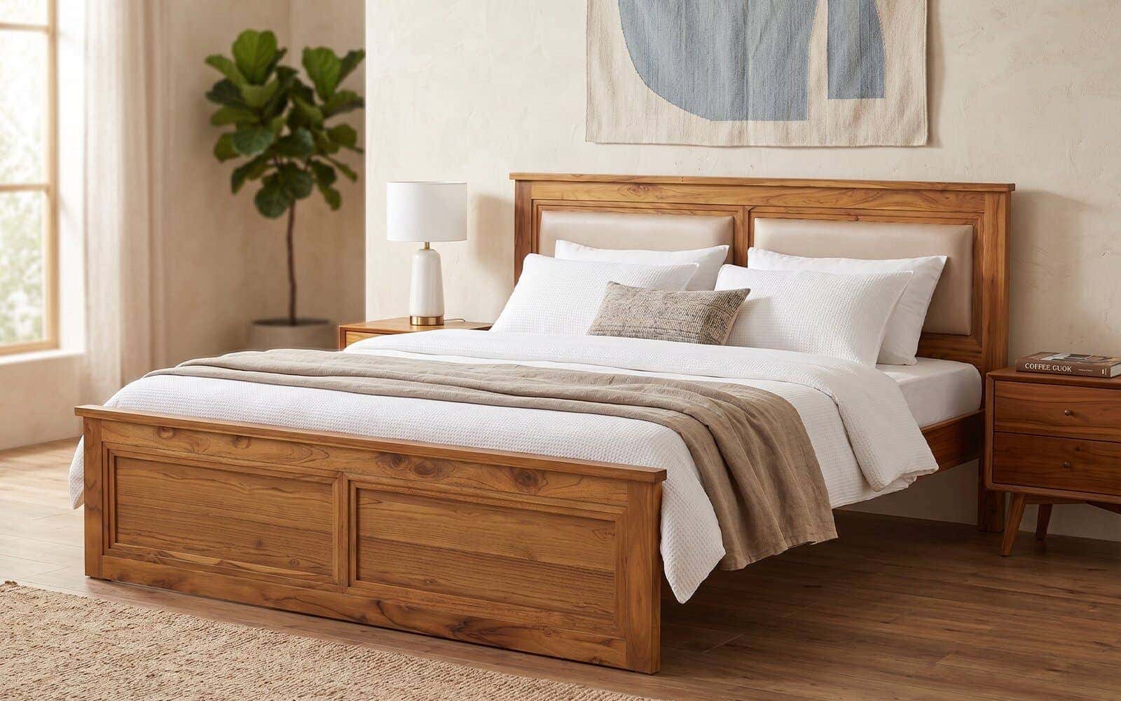 Royaloak Garnet Teak Wood King Bed