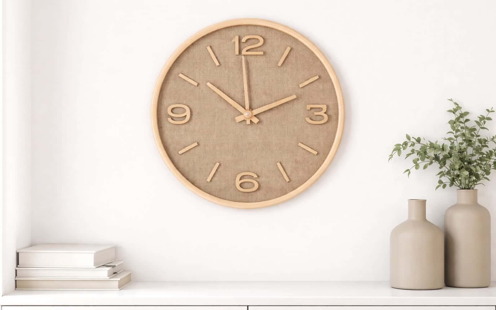 Royaloak Wooden & Jute Wall Clock – 12 Inch