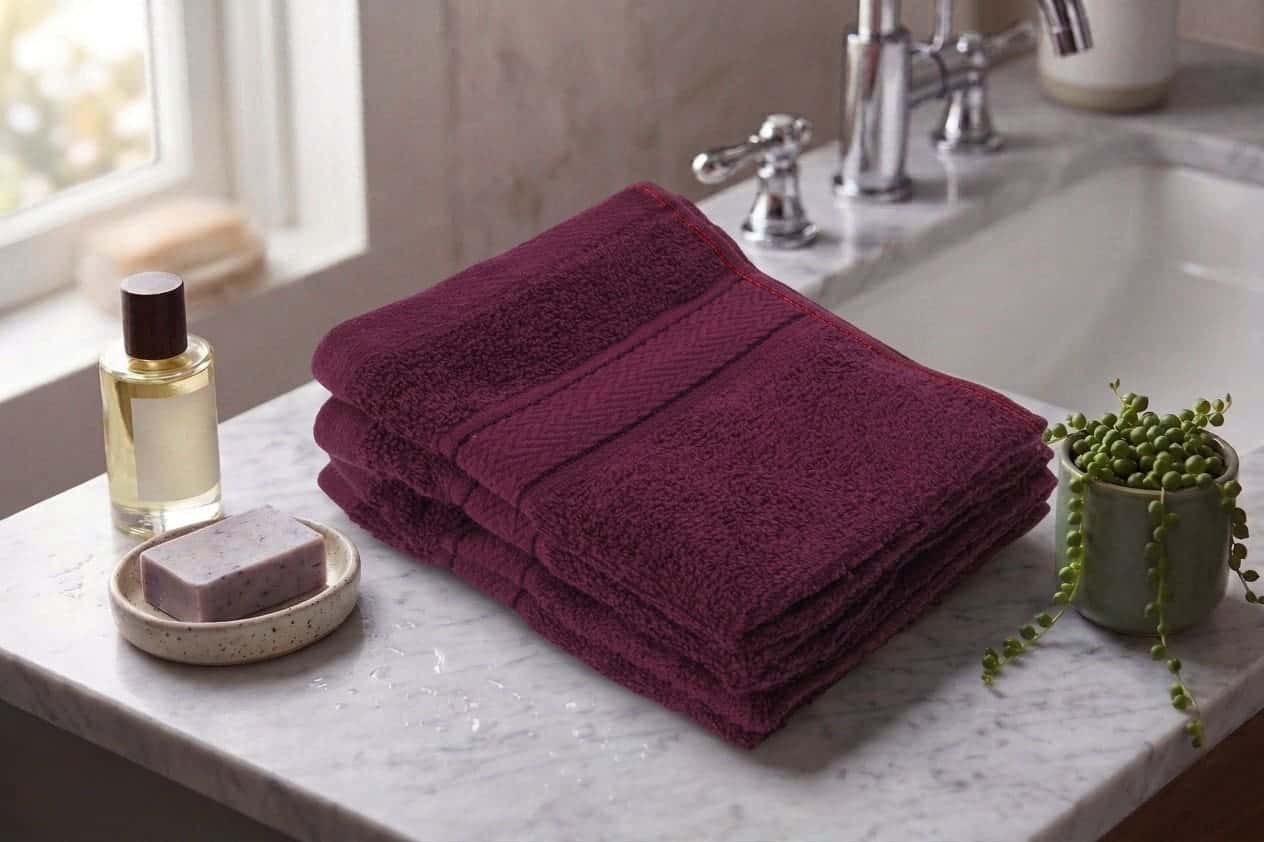Royaloak Super Soft Cotton Face Towel Set of 4 - Burgundy