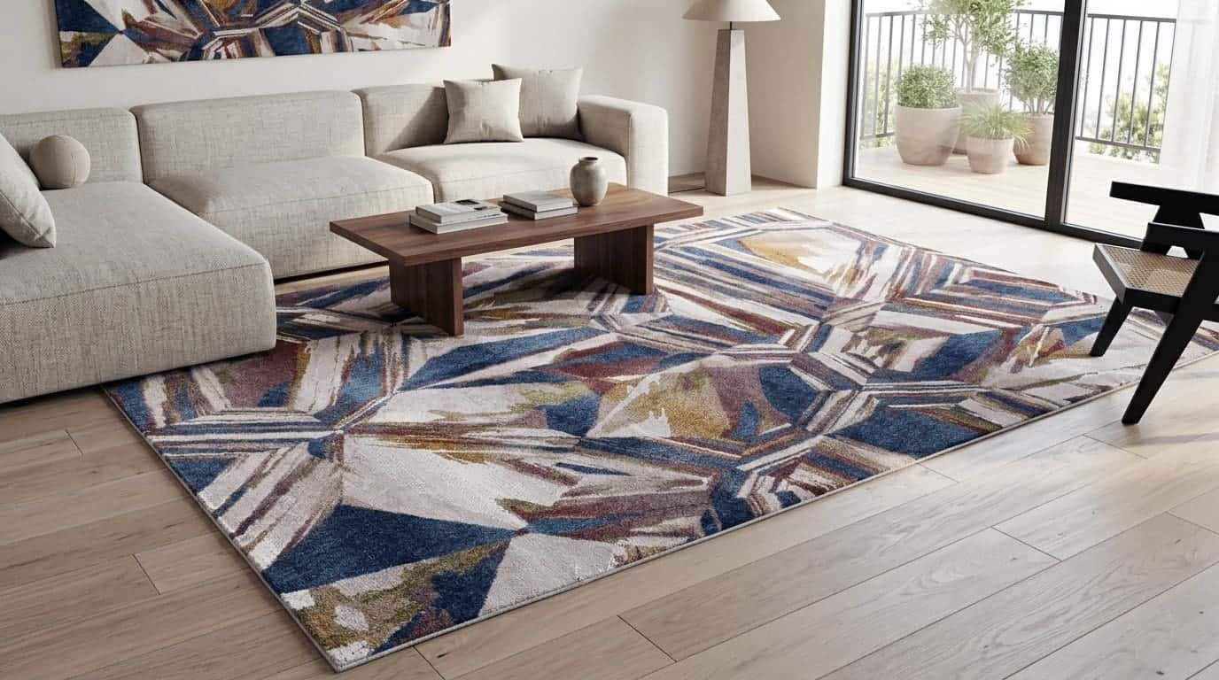 Royaloak Abstract Printed Carpet - Peacock 180 X120cm  