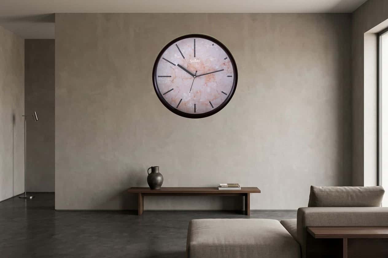 Royaloak Linear Fossil Ivory Wall Clock