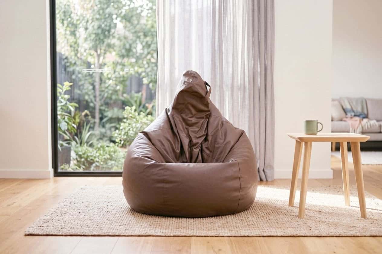 Royaloak Leatherette Solid 4XL Bean Bag With Beans - Brown Tan