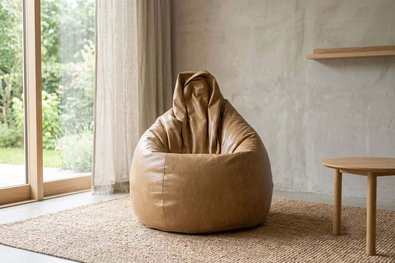 Royaloak Leatherette Solid Textured Premium 4XL Bean Bag With Beans - Beige
