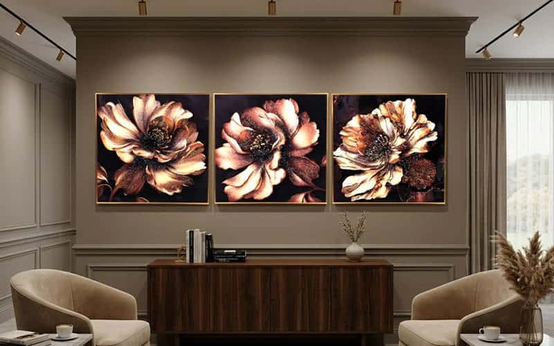 Royaloak Matte Texture Floral Crystal Wall Frame