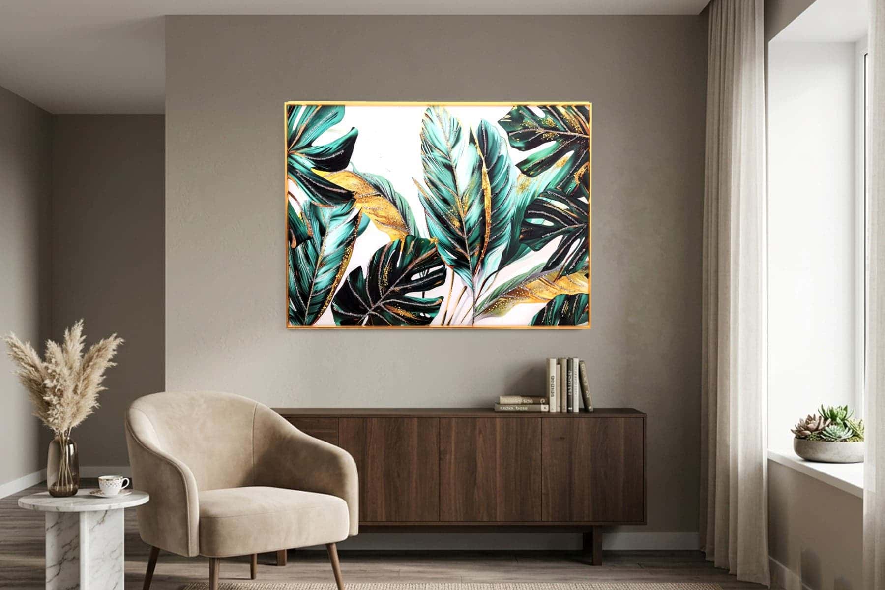 Royaloak Tropical Leaves Crystal wall Frame