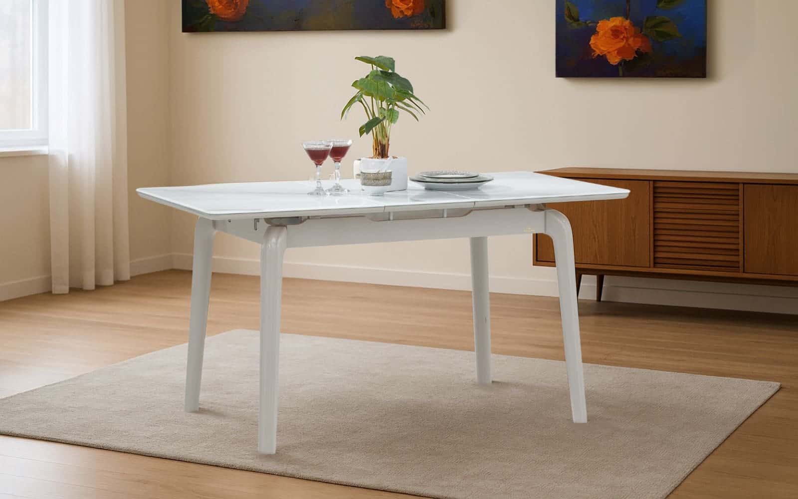 Royaloak Johor Malaysian Glass Extendable Dining Table