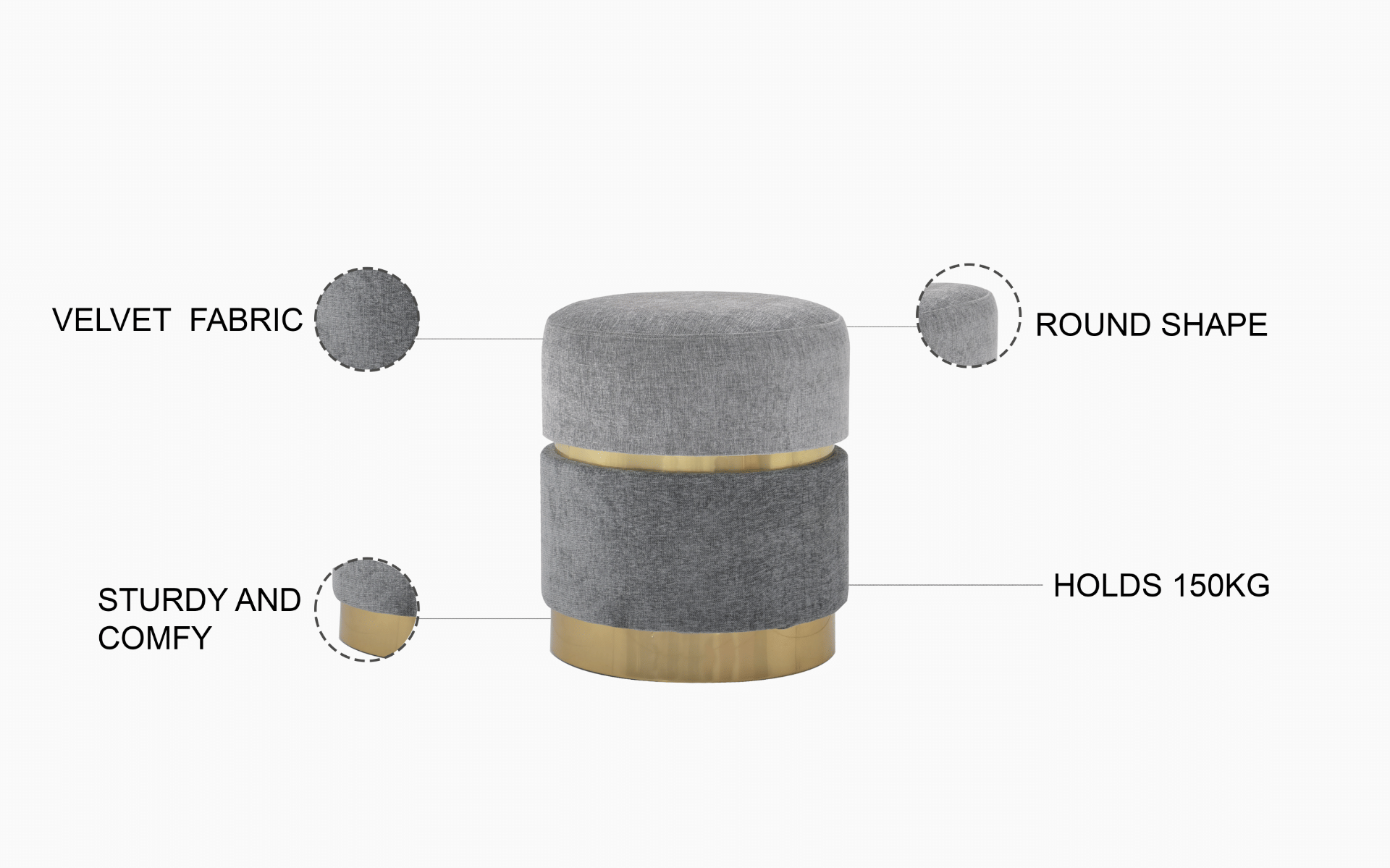 Buy Royaloak Kobe Ottoman - Grey | Upto 55% Off Online
