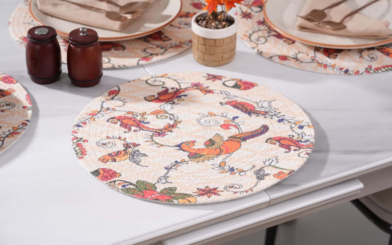 Royaloak Rio Cotton Printed Placemat Tangelo Pack of 4