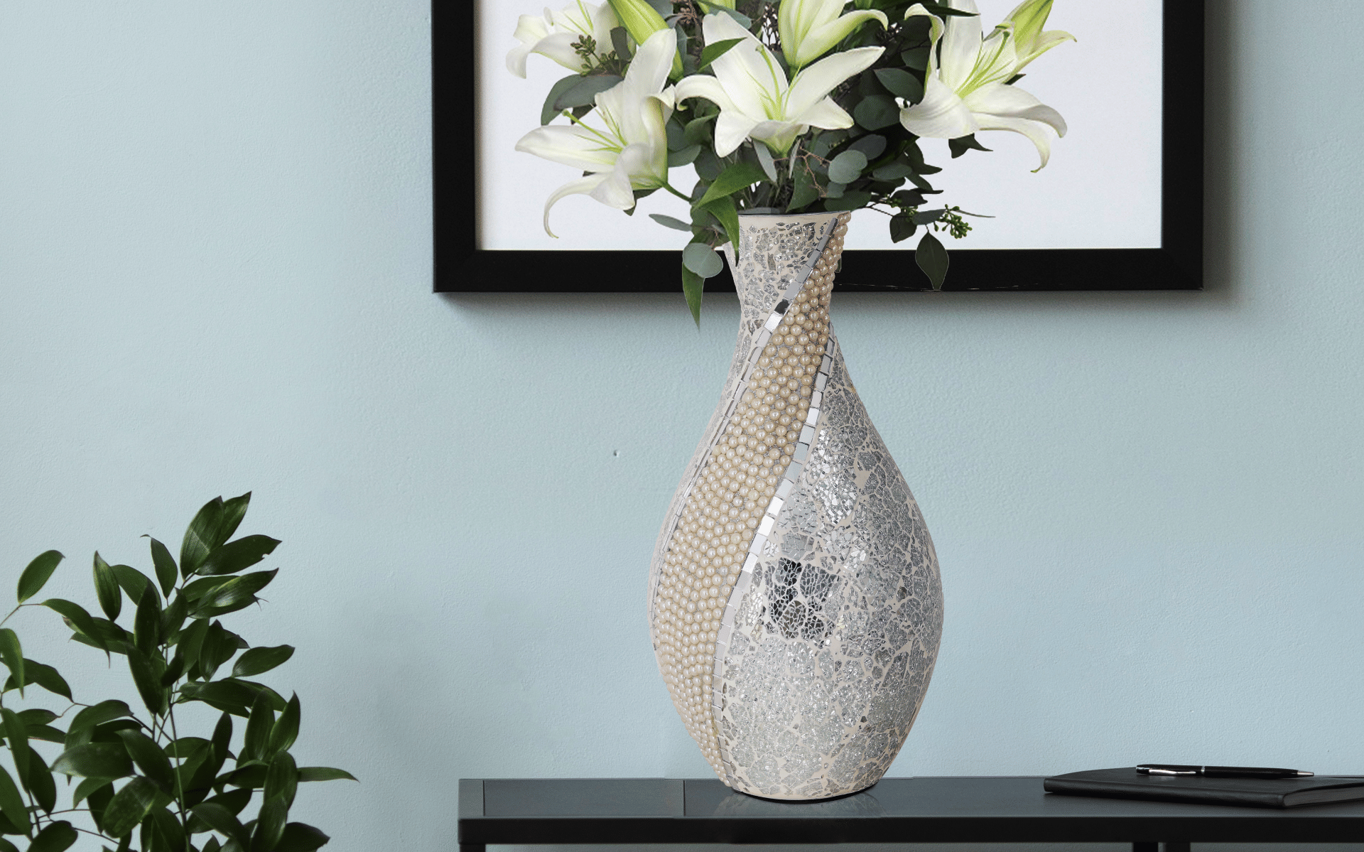 Buy Royaloak Mosaic Flower Vase - Pearl White online