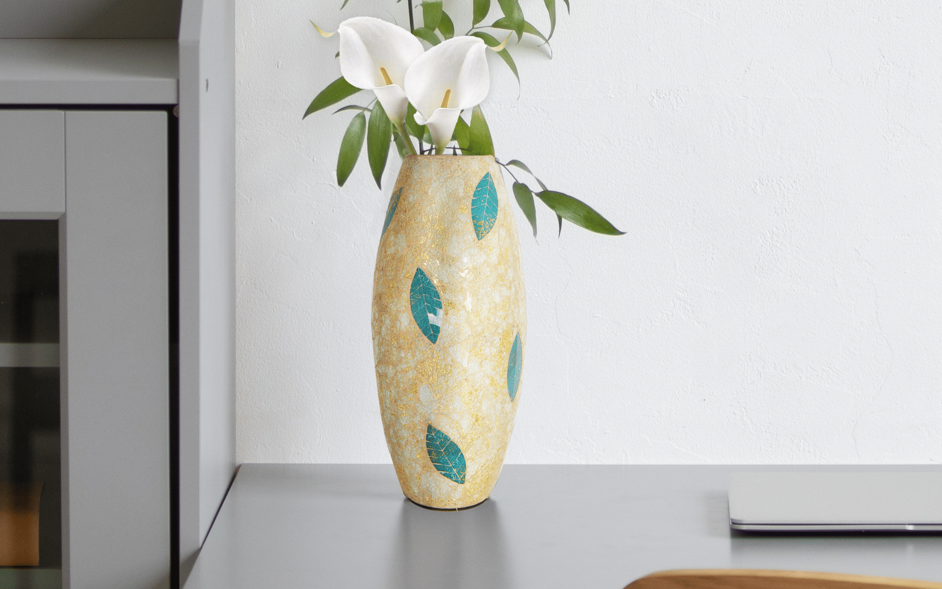 Buy Royaloak Mosaic Flower Vase - Gold & Blue online