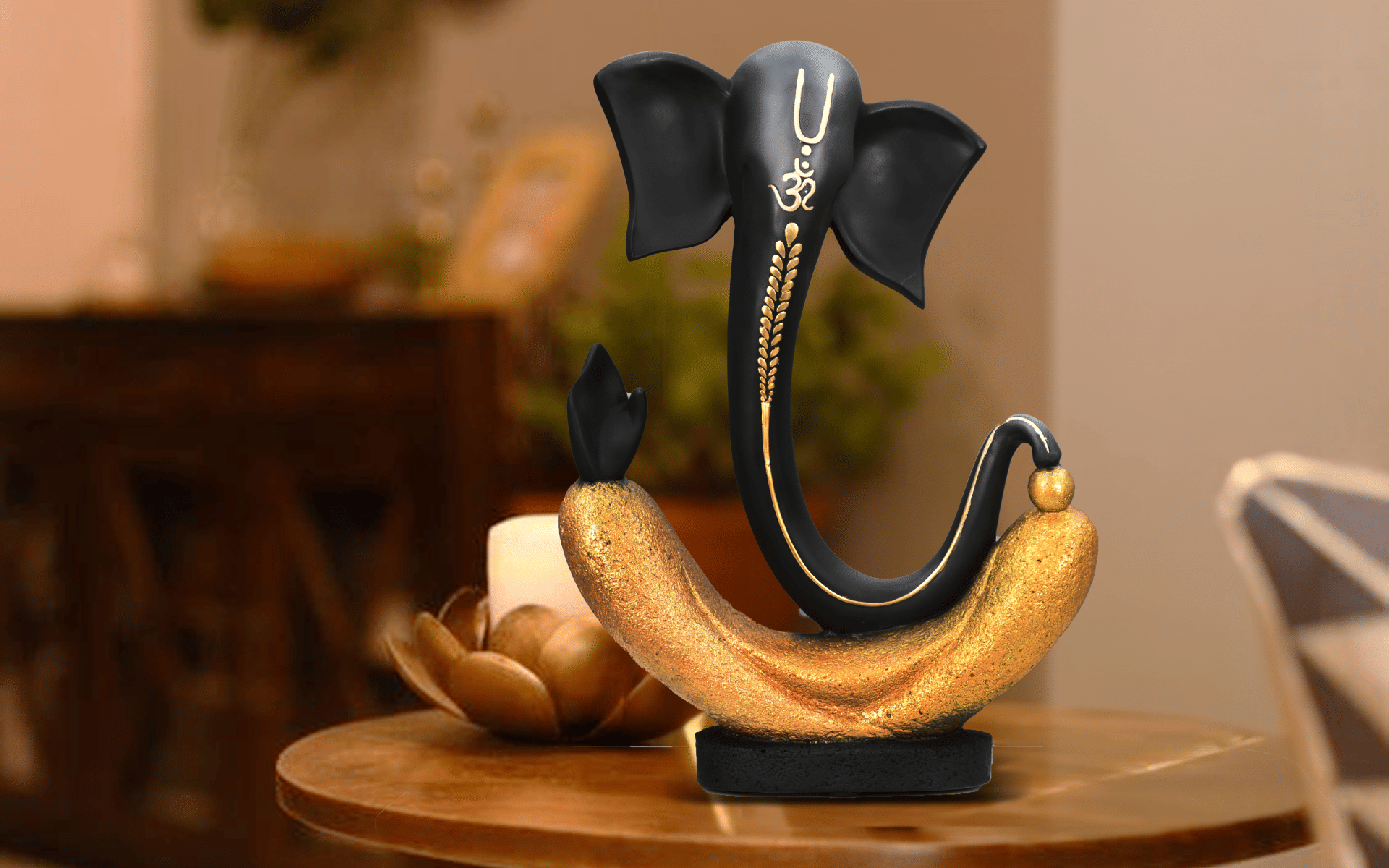 Buy Royaloak Lambodara Ganesha - Black & Gold - 15.7 Inches online