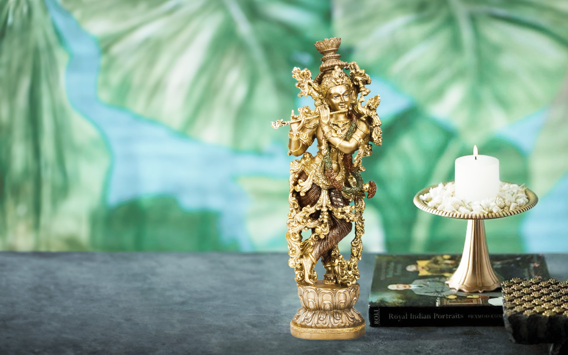 Buy Royaloak Standing Lord Krishna - Bronze - 14.3 Inches online