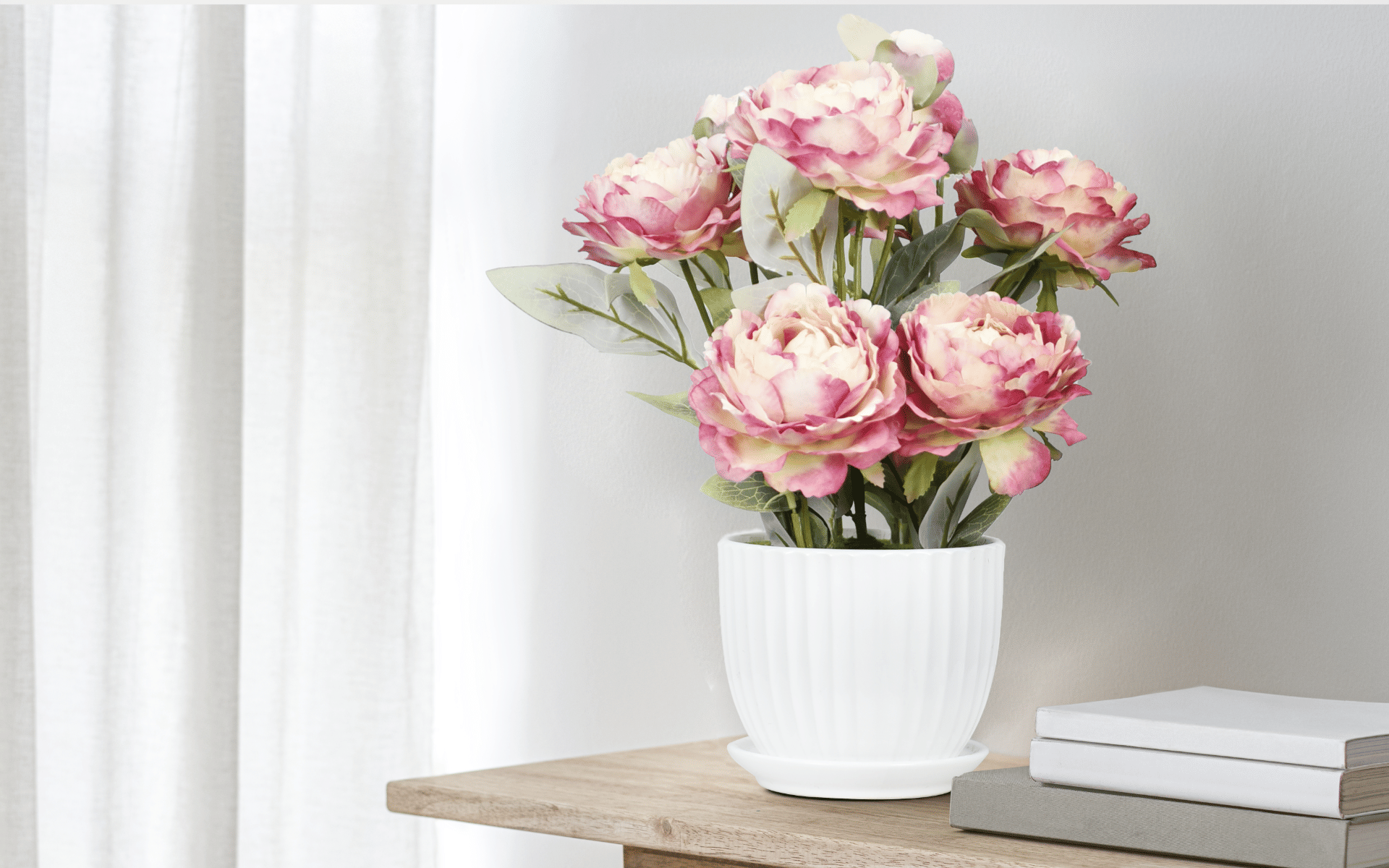 Royaloak Nine Heads Peony Flowers - Purple - 15 Inches