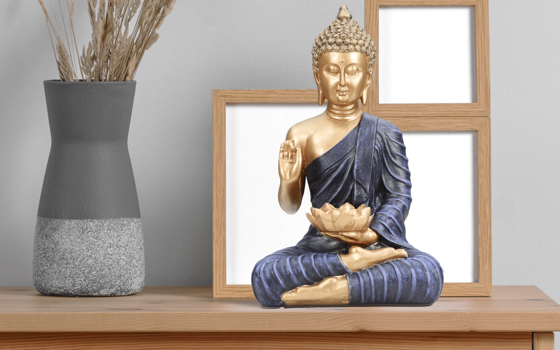 Buy Royaloak Lotus Tealight Buddha - Gold & Blue - 10.2 Inches online