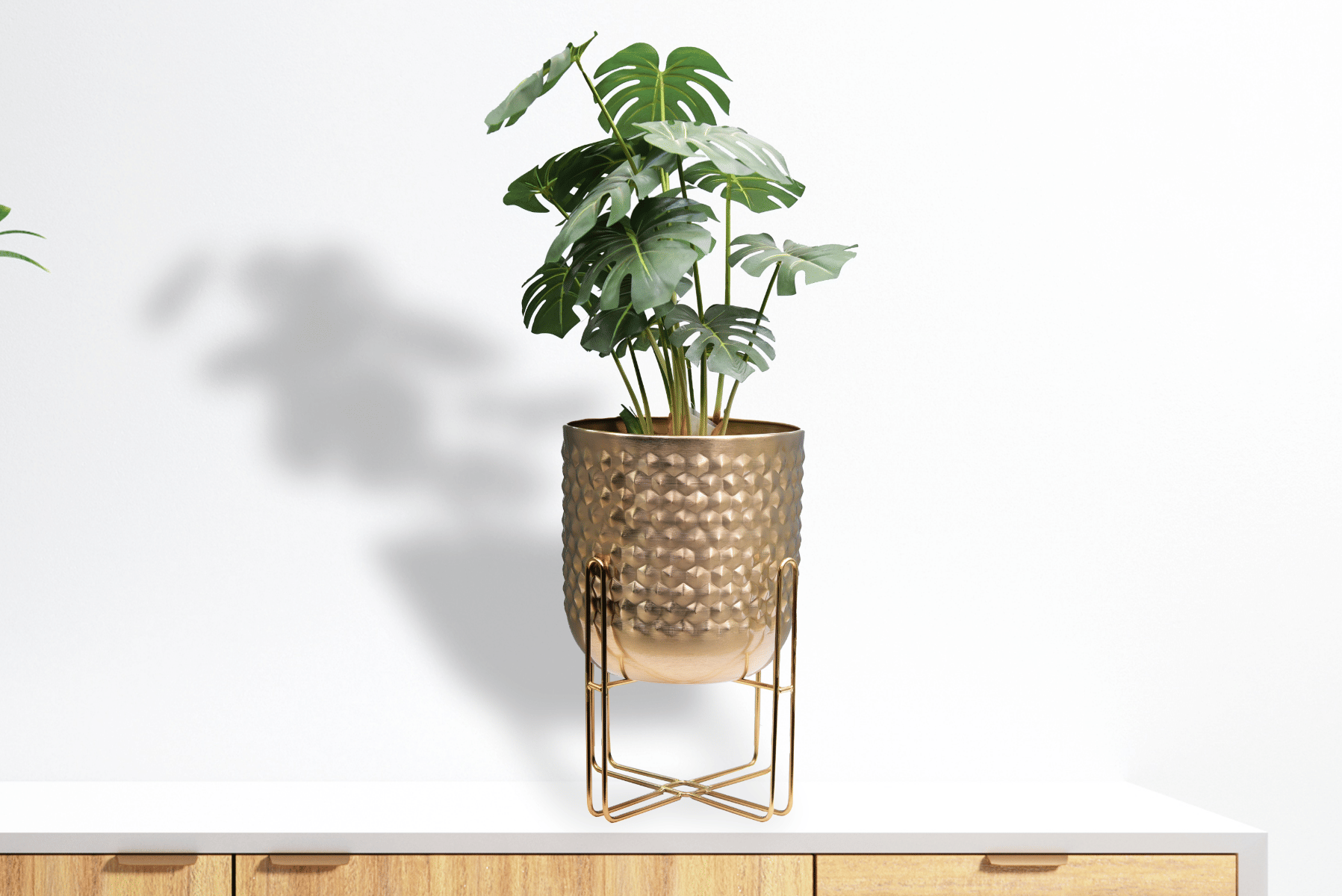 Royaloak Diamond Punch Large Metal Table Planter - Gold Color