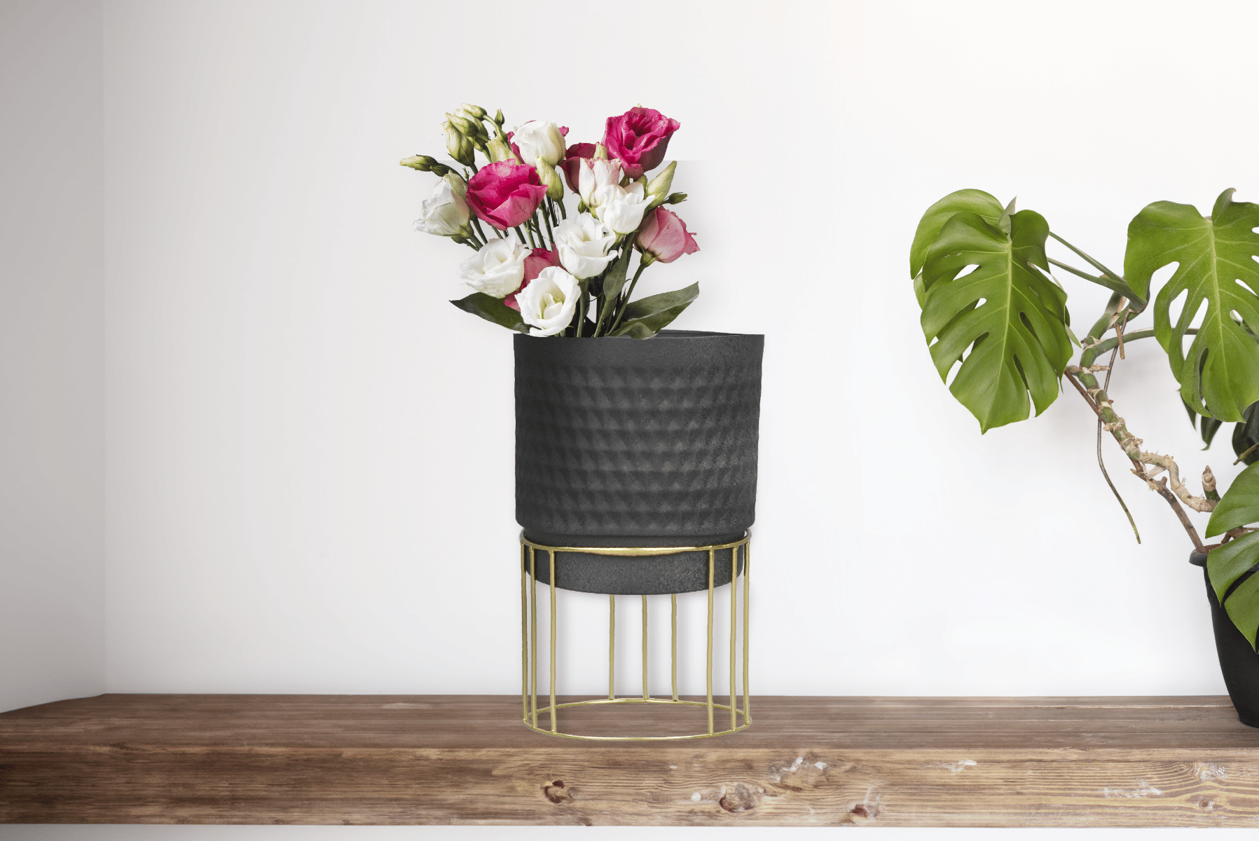 Royaloak Metal Embossed Planter with Stand Small