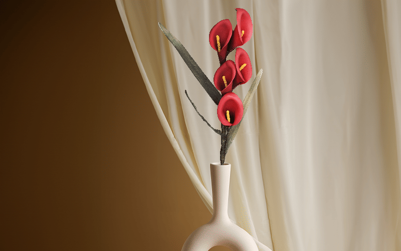 Royaloak Five Head Calla Lily Foam Flower Stick - Bright Red