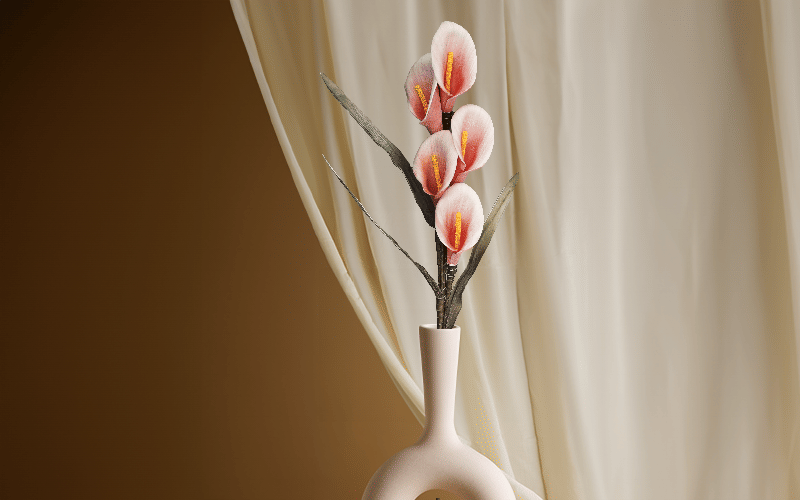 Royaloak Five Head Calla Lily Foam Flower Stick - Orange Red