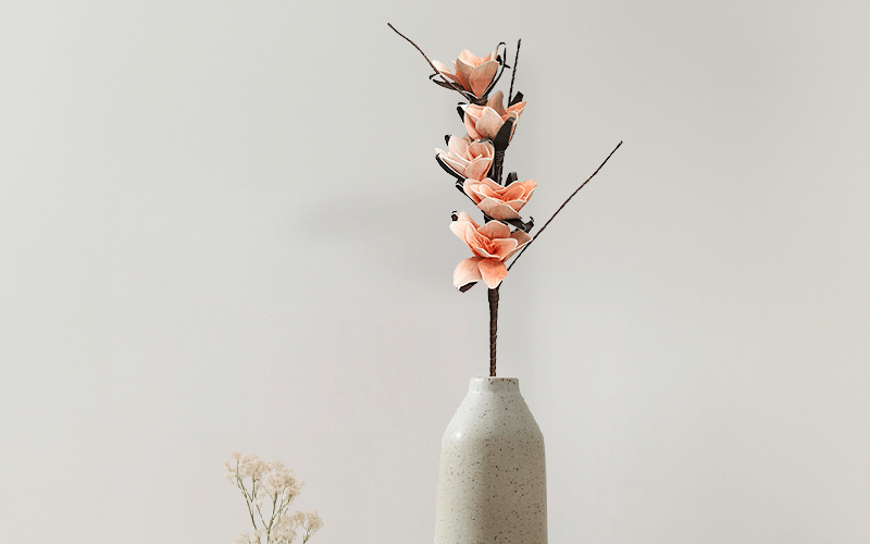 Royaloak Five Head Wax Flower Foam Flower Stick - Orange