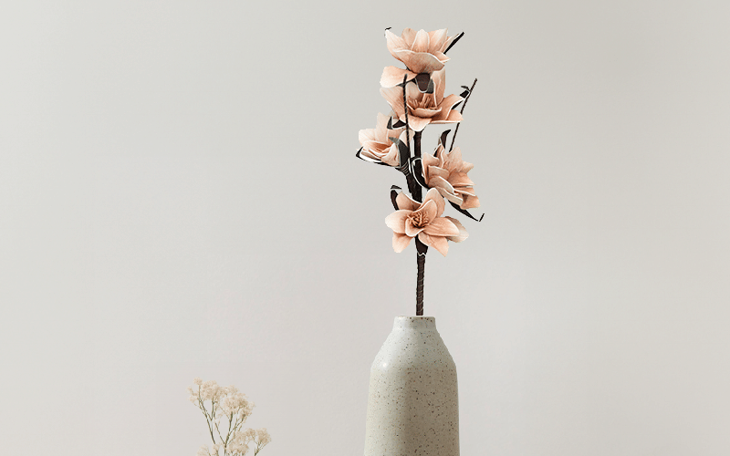 Royaloak Five Head Wax Flower Foam Flower Stick - Champagne