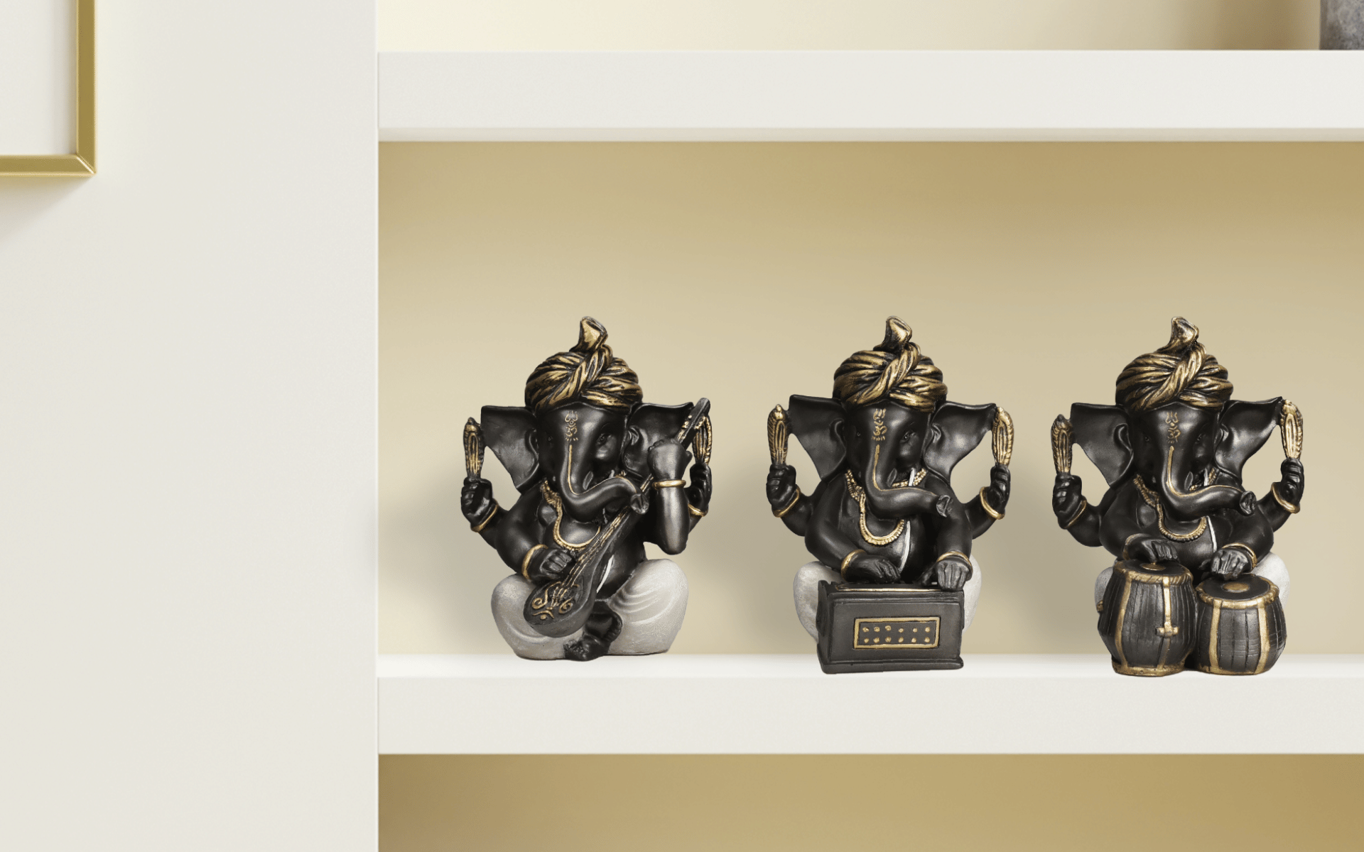 Buy Royaloak Set of 3 Musical Ganesha - Metallic Silver & Gold - 6.7 Inches online