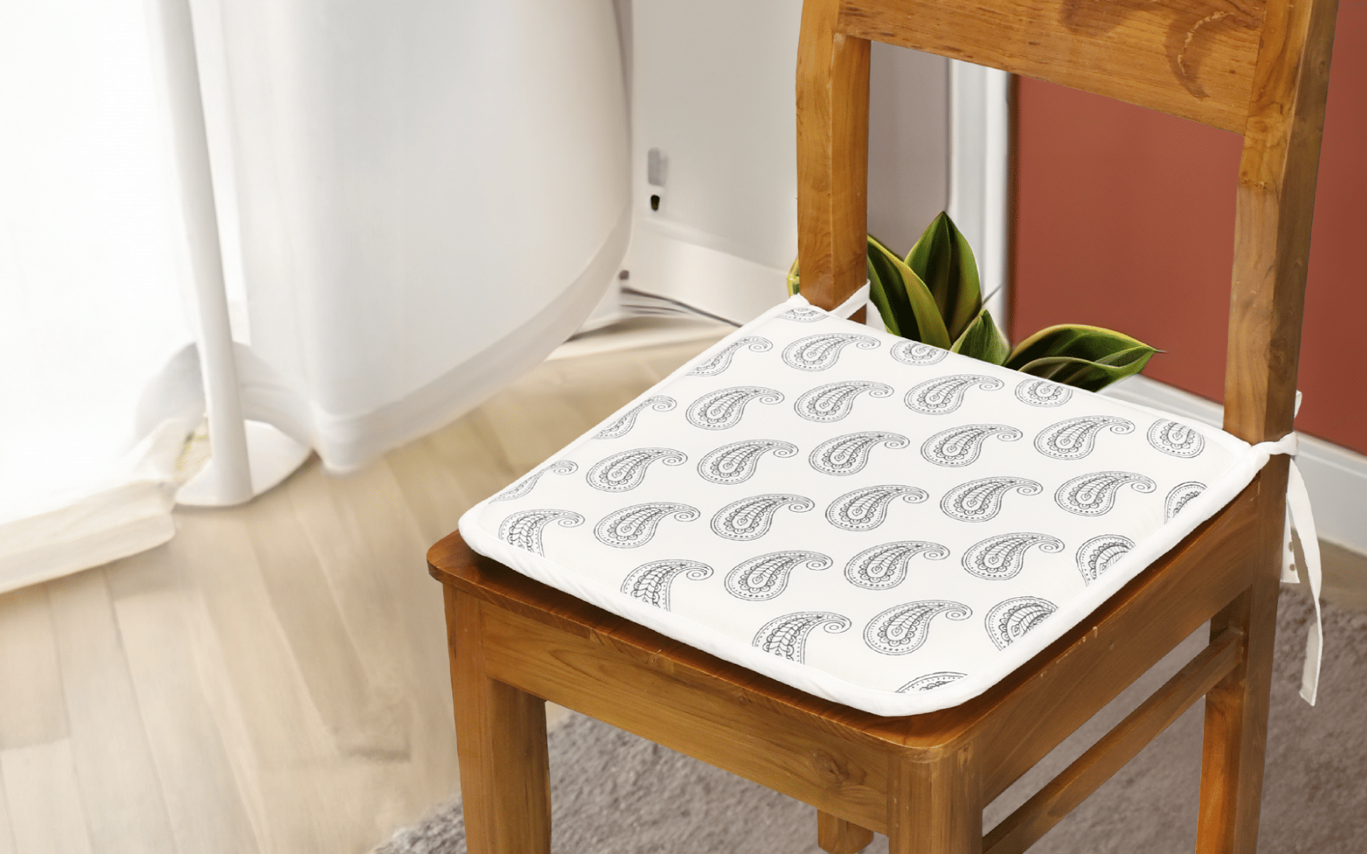 Buy Royaloak Printed Chair Pad 100% Cotton - White & Black 40X40 CM online