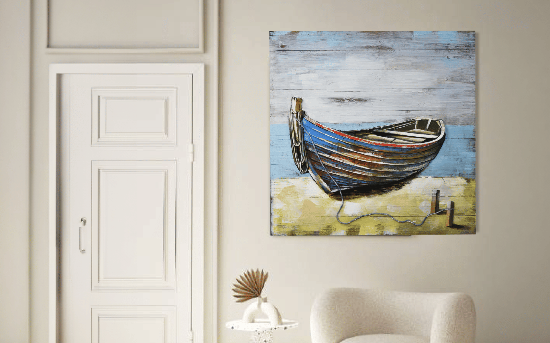 Royaloak Boat On Shore Wall Frame