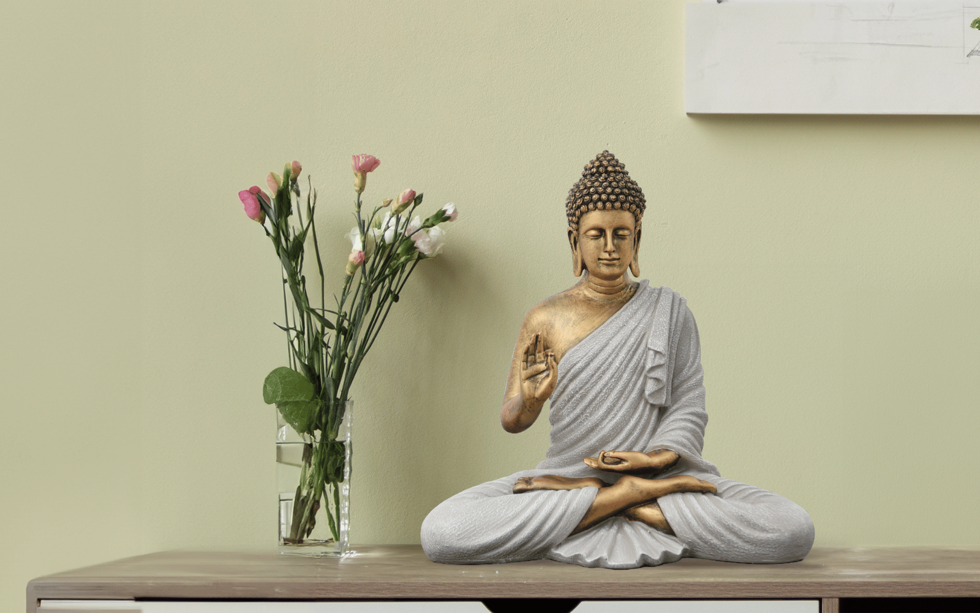 Buy Royaloak Polyresin Blessing Buddha - Gold & Silver - 13.78 Inches online