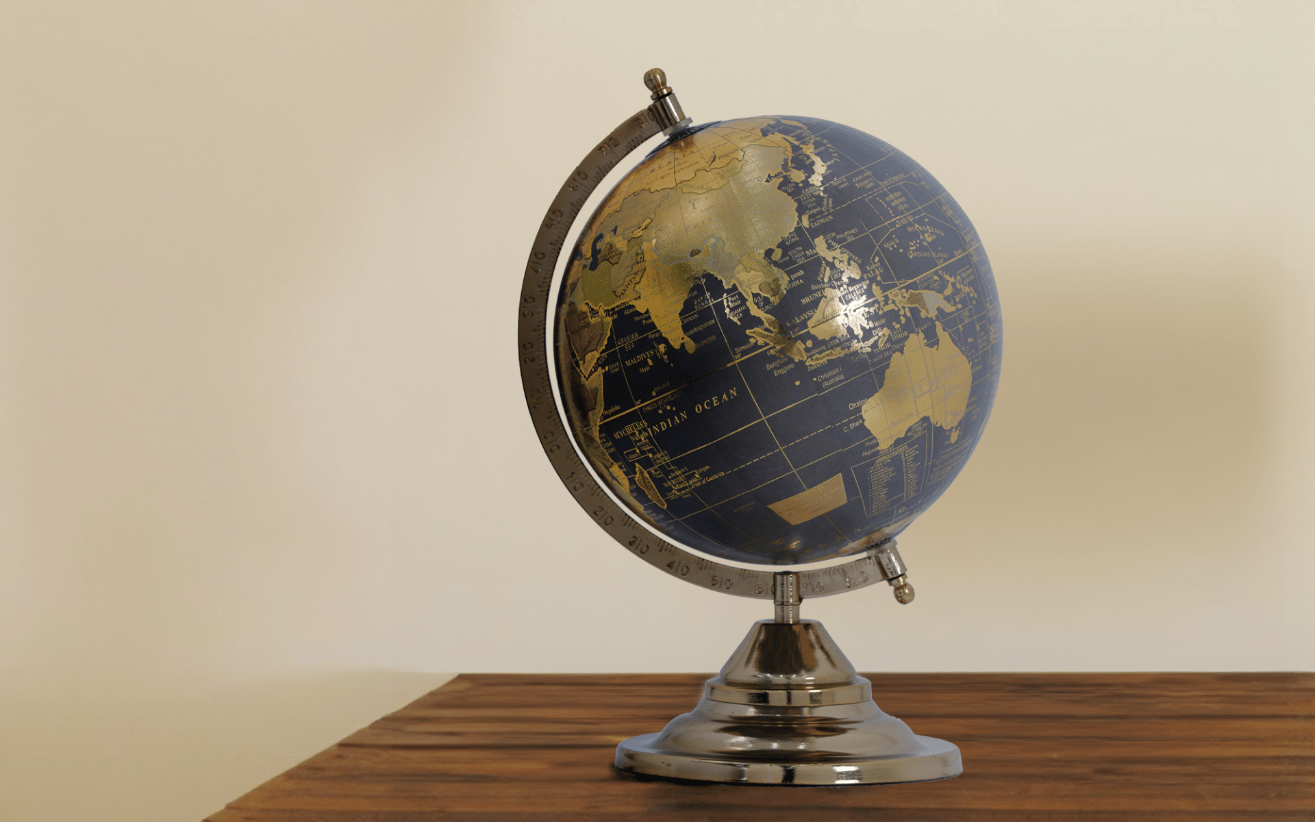 Royaloak Decorative World Globe - Gold & Grey