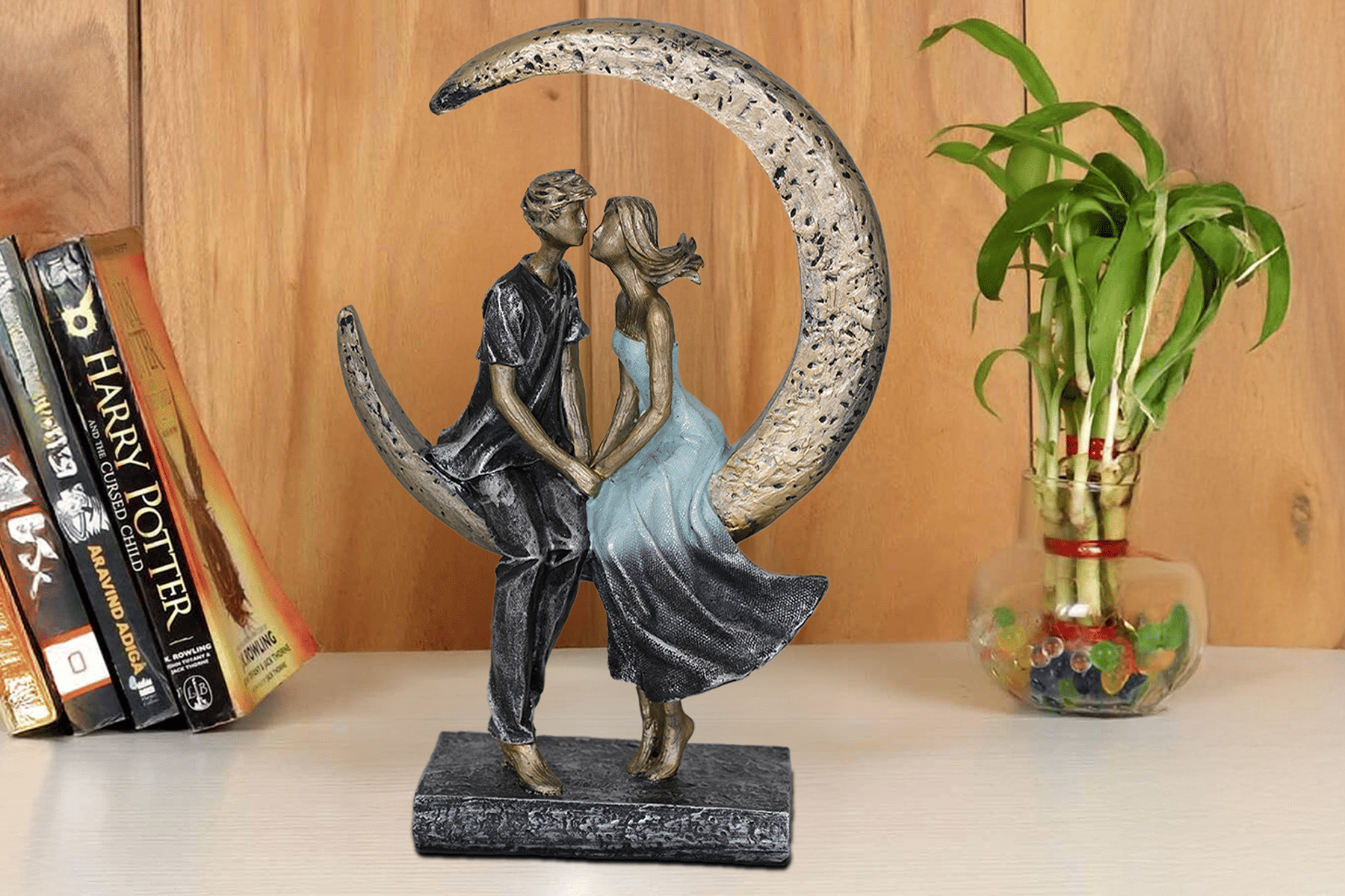 Royaloak Couples Sitting  On Half Moon Figurine