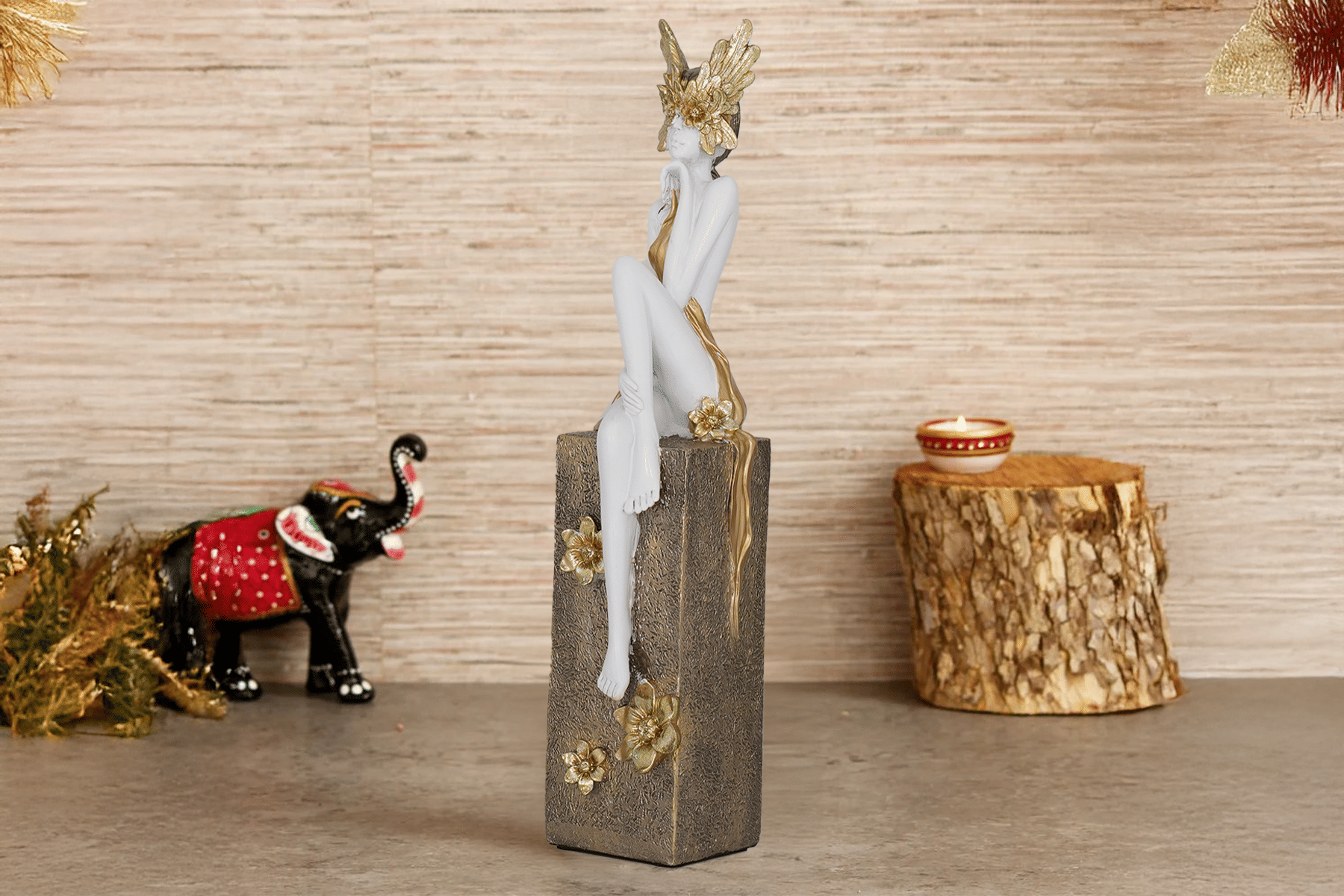Royaloak Lady Sitting On Bench - 34 Cms