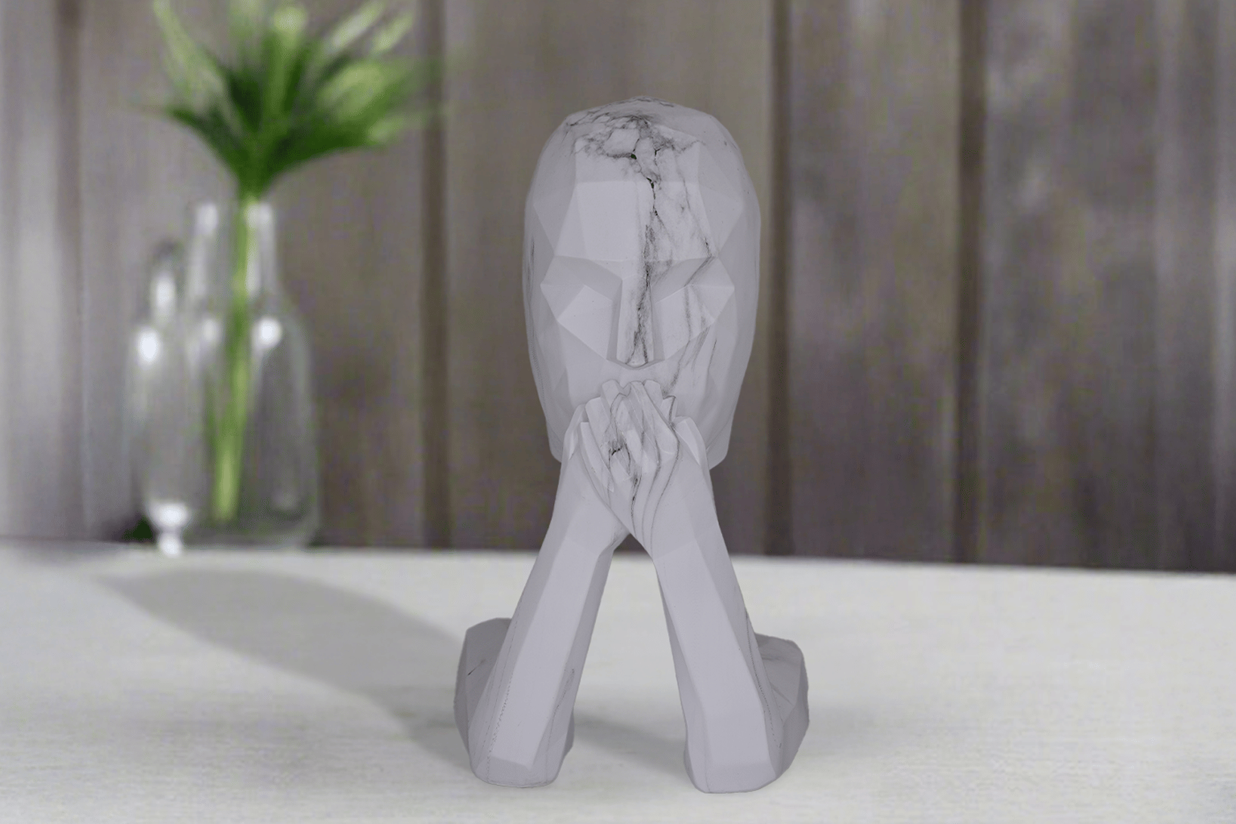 Royaloak Speak No Evil Geometric Human Face Figurine