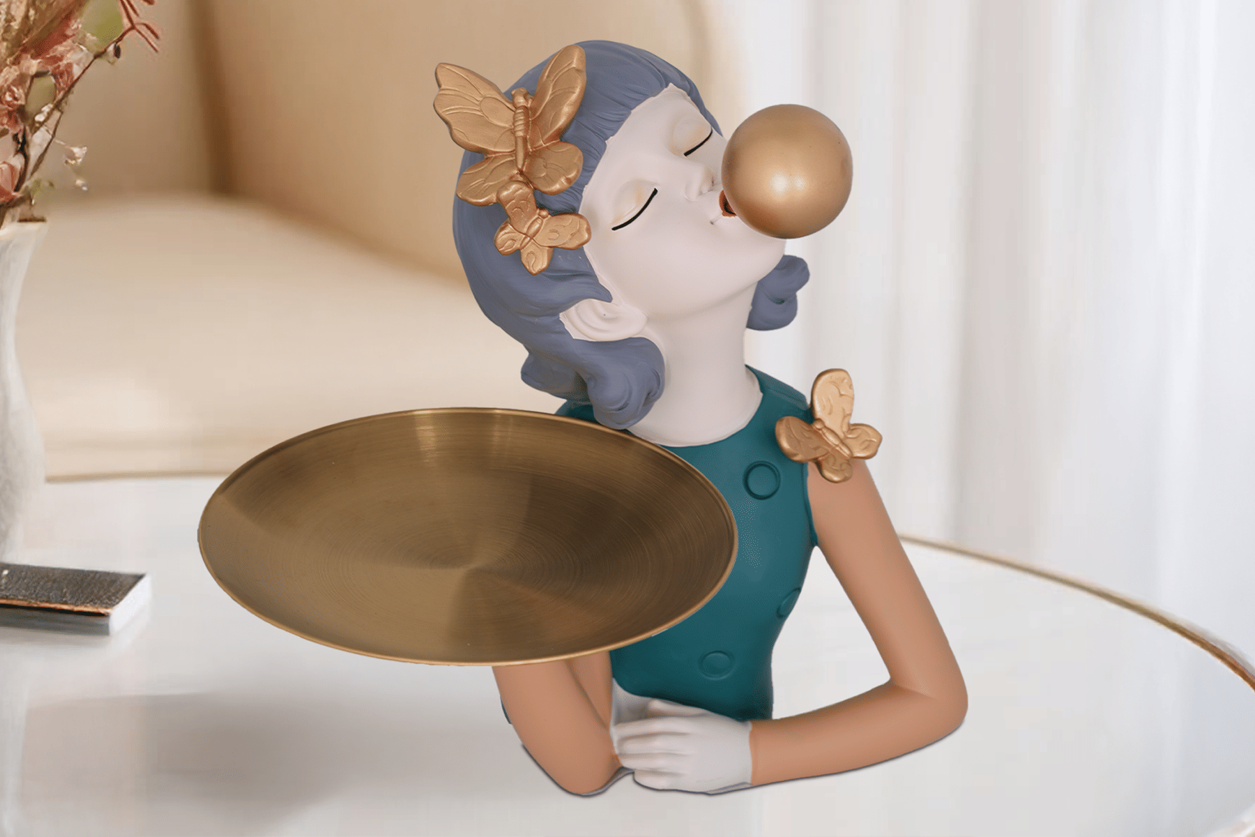 Royaloak Serving Girl Figurine - Green