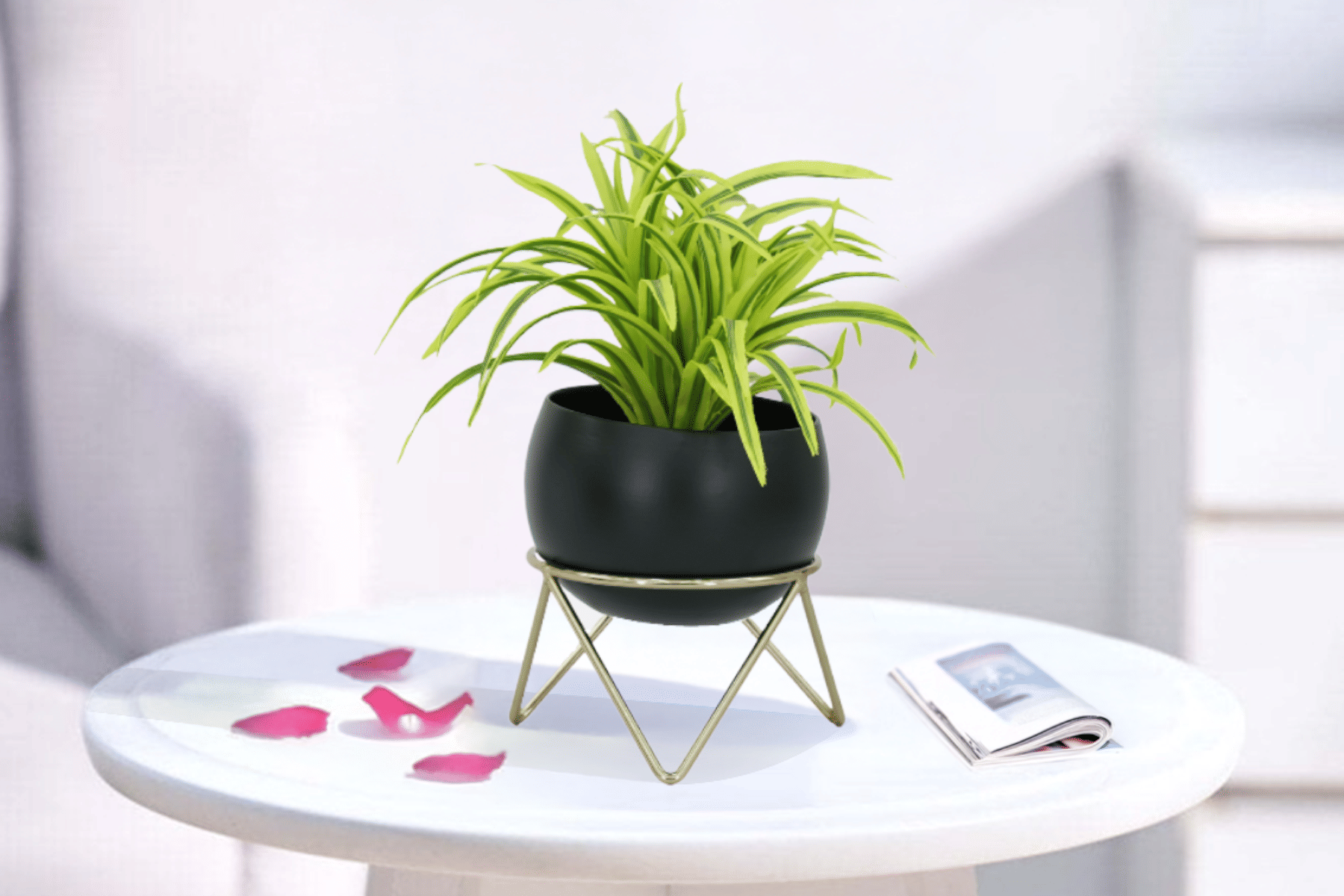 Royaloak Metal Round Planter on Tripod Stand Small - Black