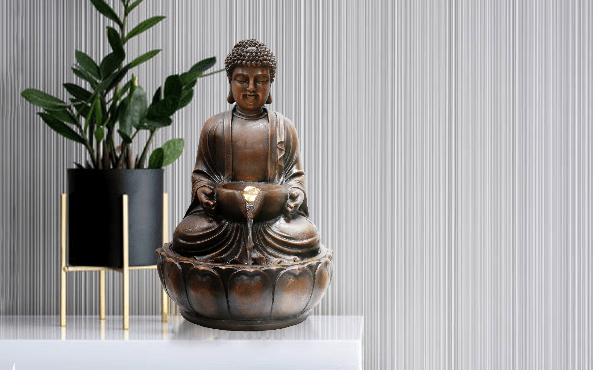 Buy Royaloak Serene Fountain - Bronze Buddha - 48 CM Drop online