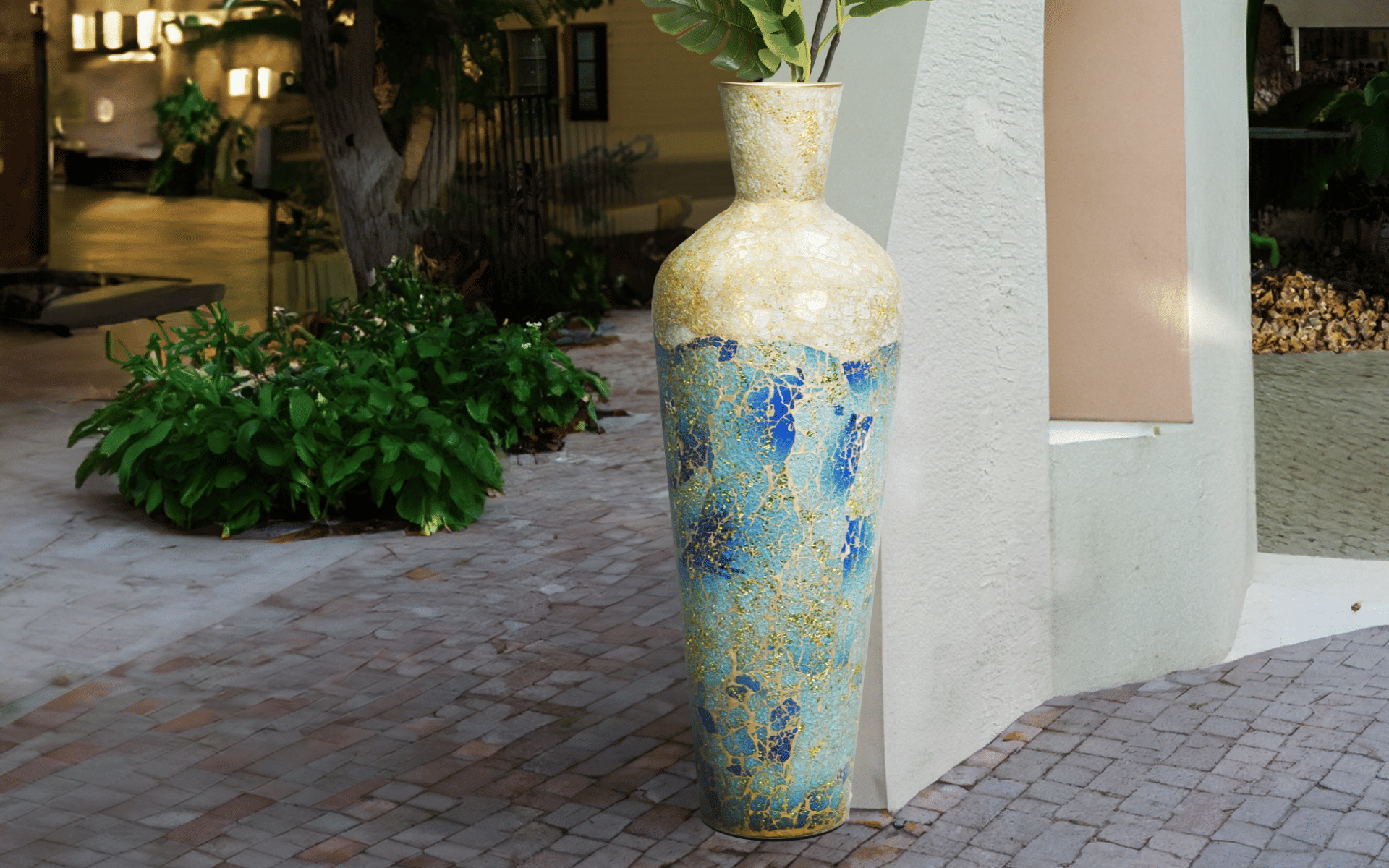 Buy Royaloak Turquoise Glass Vase Tall online