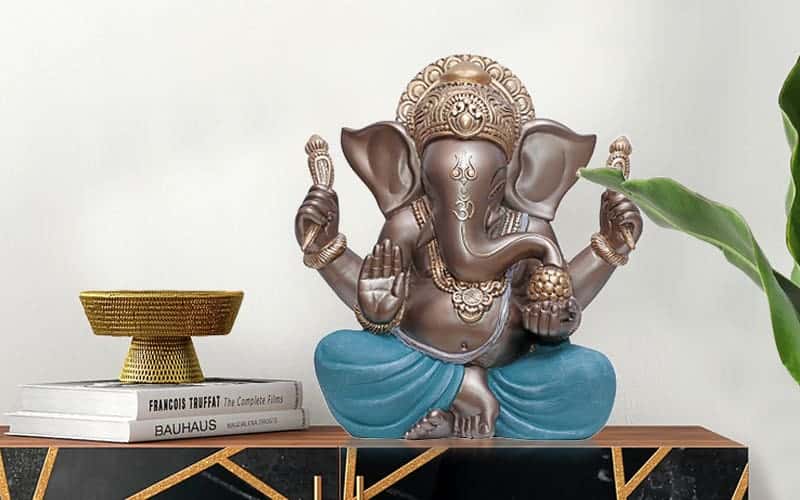 Buy Royaloak Polyresin Big Ganesha - Grey & Teal - 15.55 Inches online