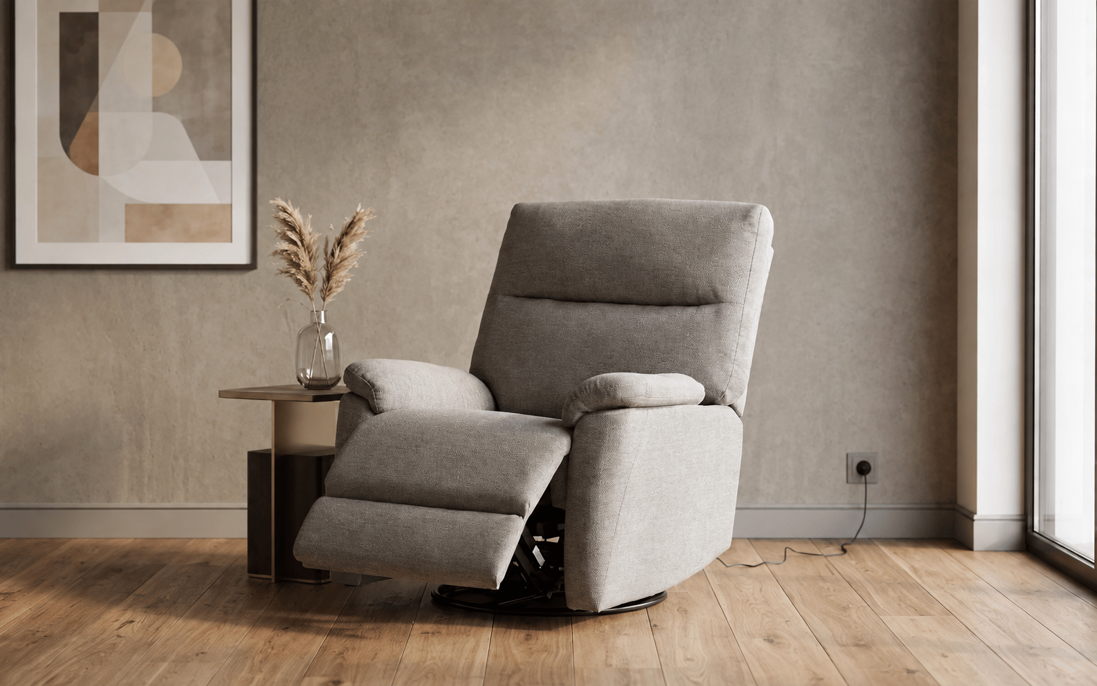 Royaloak Parker American Power Motion Fabric Recliner with Rocking & Revolving – 1 Seater