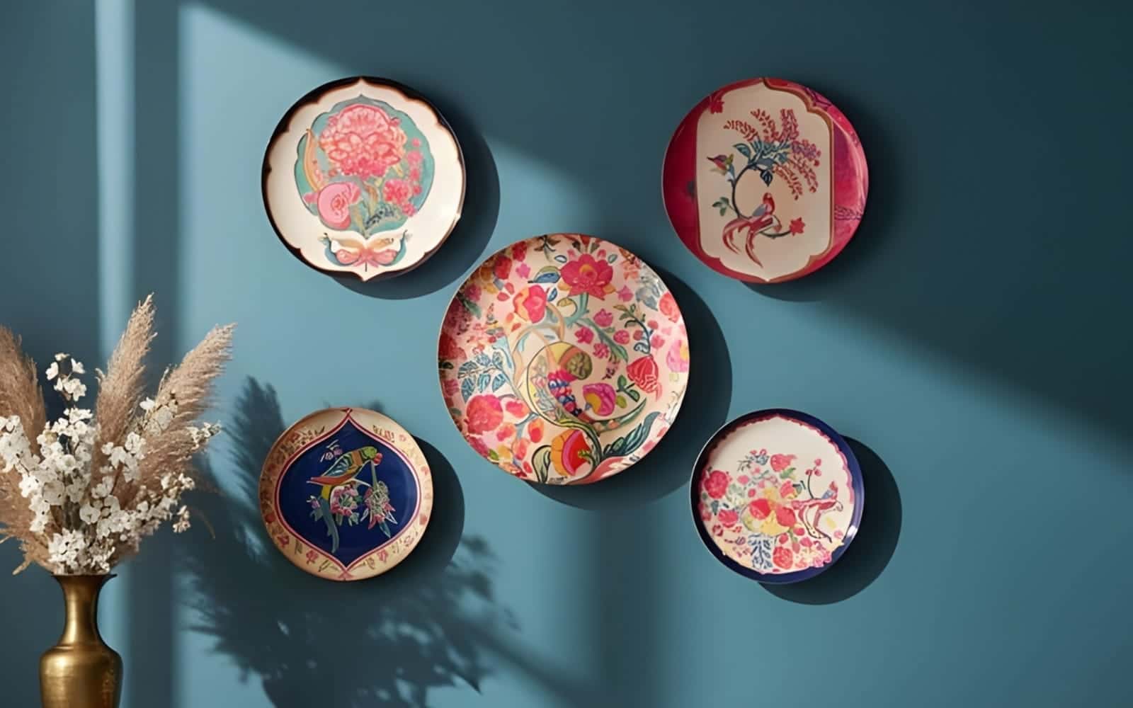 Royaloak Birds of Paradise Wall Plates- Multi Color Set of 5