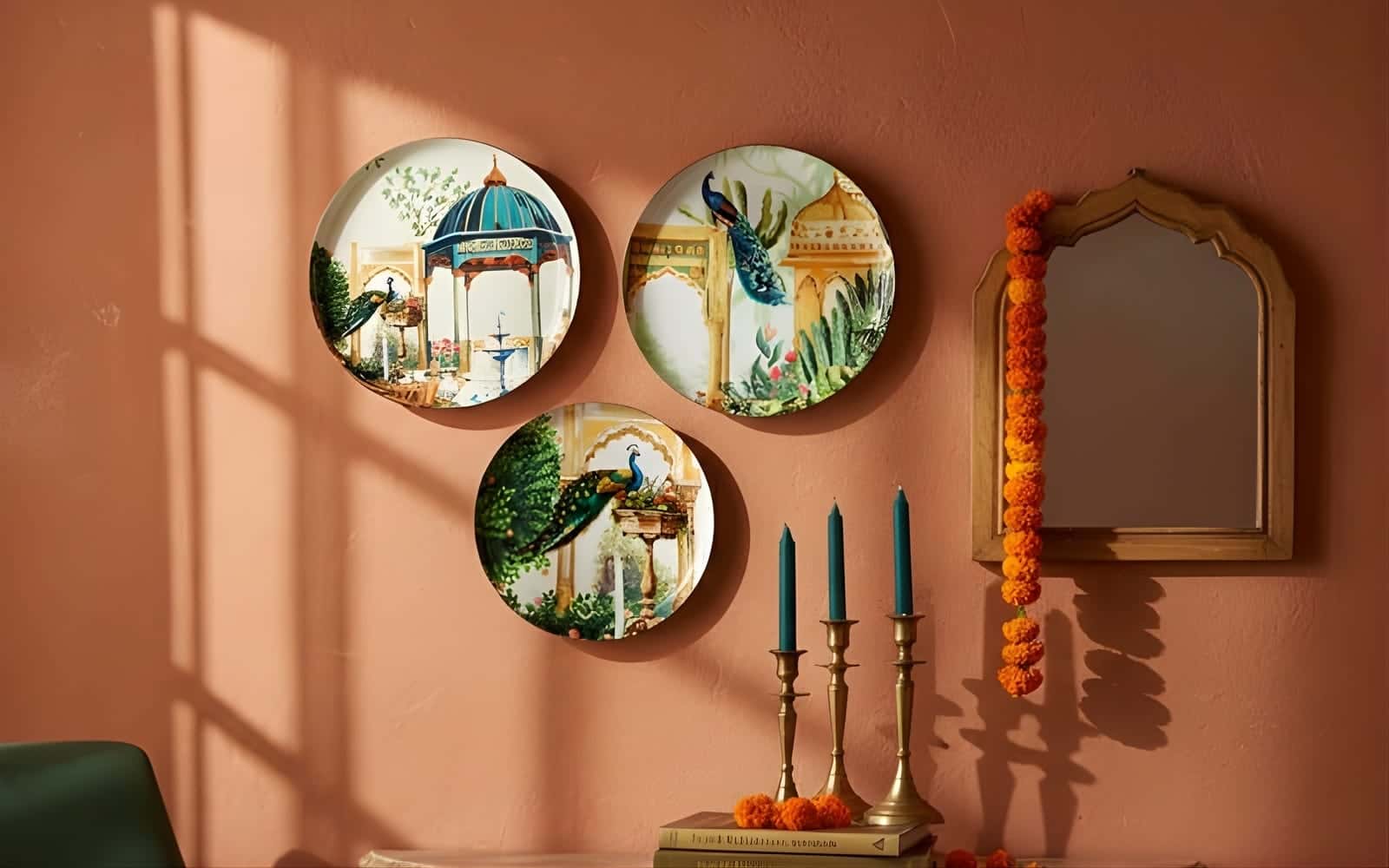 Royaloak Royal Peacock Wall Plates- Multi Color Set of 3
