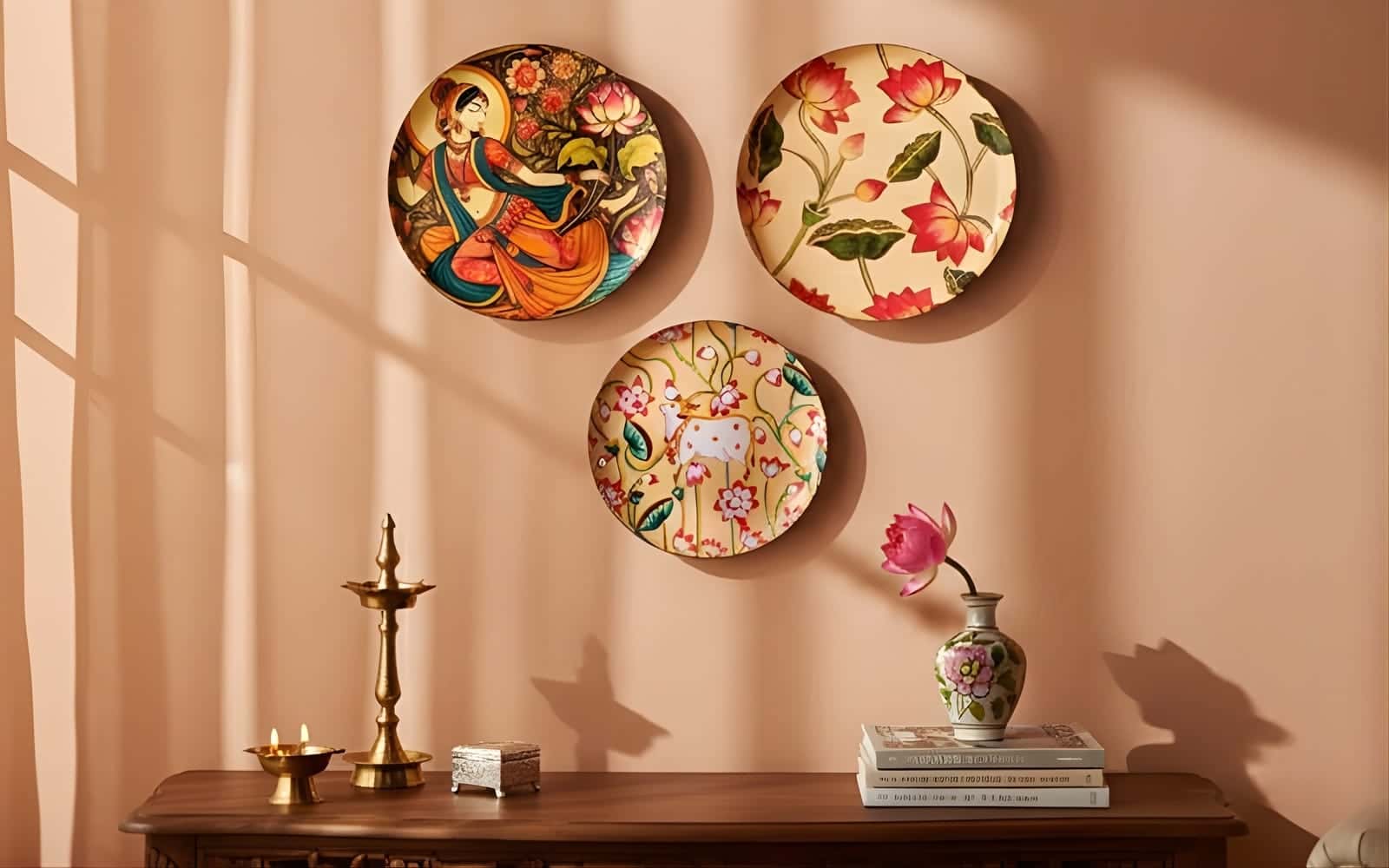 Royaloak Flowers Wall Plates- Multi Color Set of 3